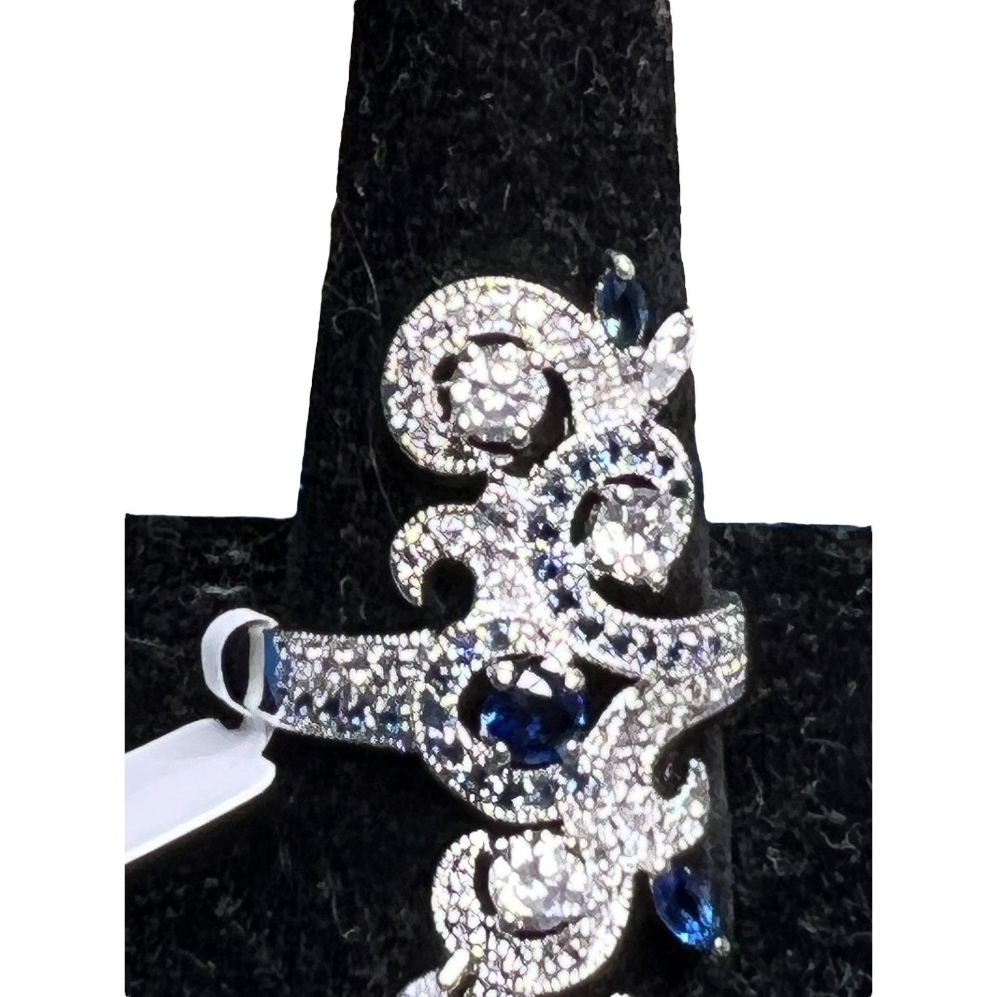 Other Palm Beach Jewelry Simulated Sapphire CZ Elongated Vine Ring Size ONE SIZE - 2 Thumbnail