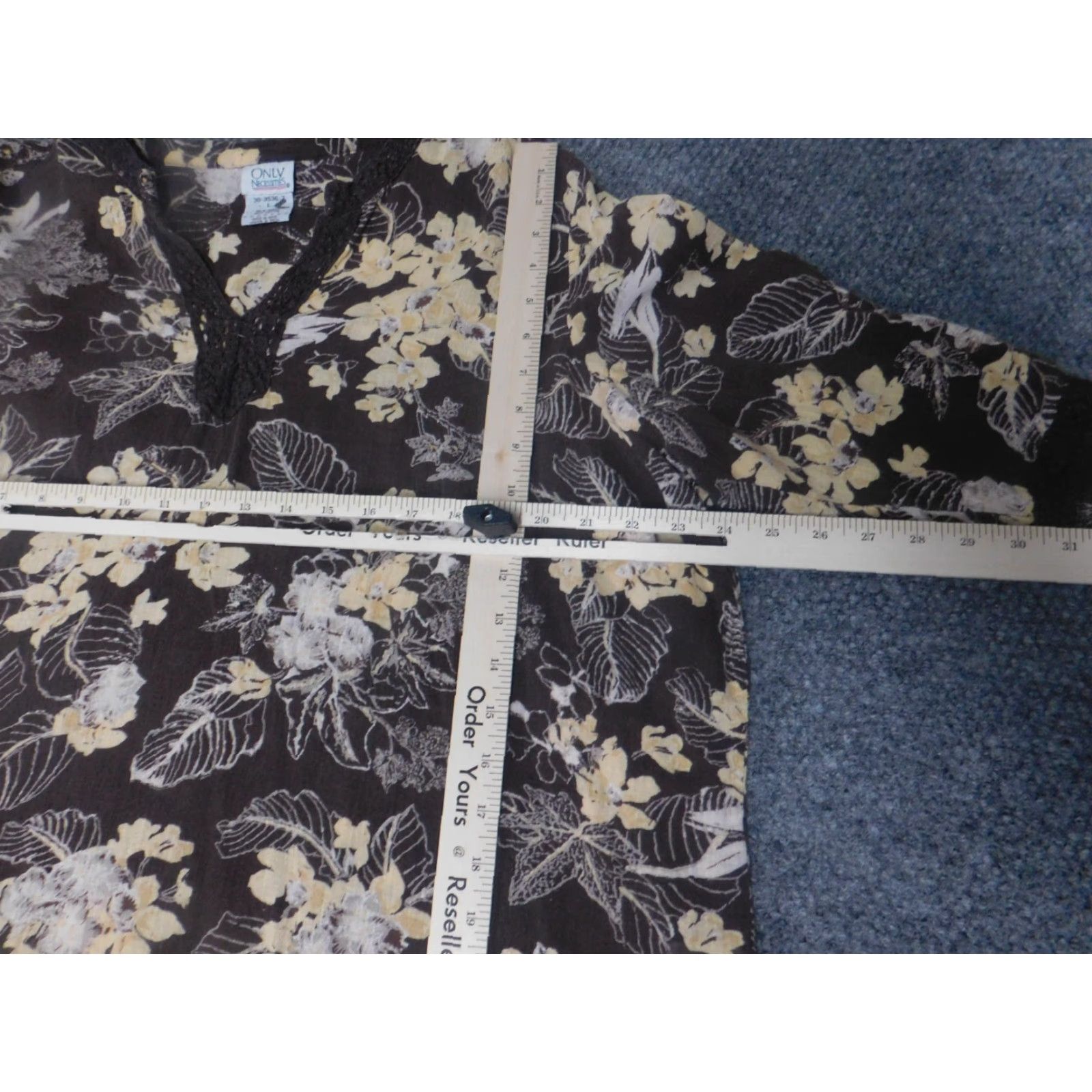 Vintage Only Necessities Womens Blouse L Brown Floral Long Sleeve Crew Neck Pullover Casual 100% Cotton Button Regular Fit Vintage No Size L / US 10 / IT 46 - 4 Thumbnail