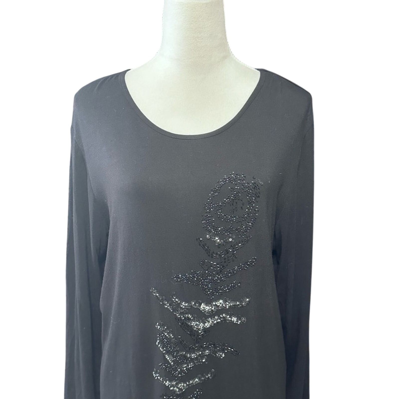 Other Zoe Casual Top Long Sleeve Sequin Detailing Black Women's XL Size XL / US 12-14 / IT 48-50 - 2 Thumbnail