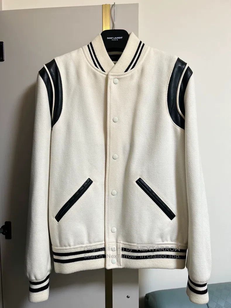 Saint Laurent Paris Saint Laurent Paris Ivory White Leather Patchwork Baseball Size US M / EU 48-50 / 2 - 1 Thumbnail