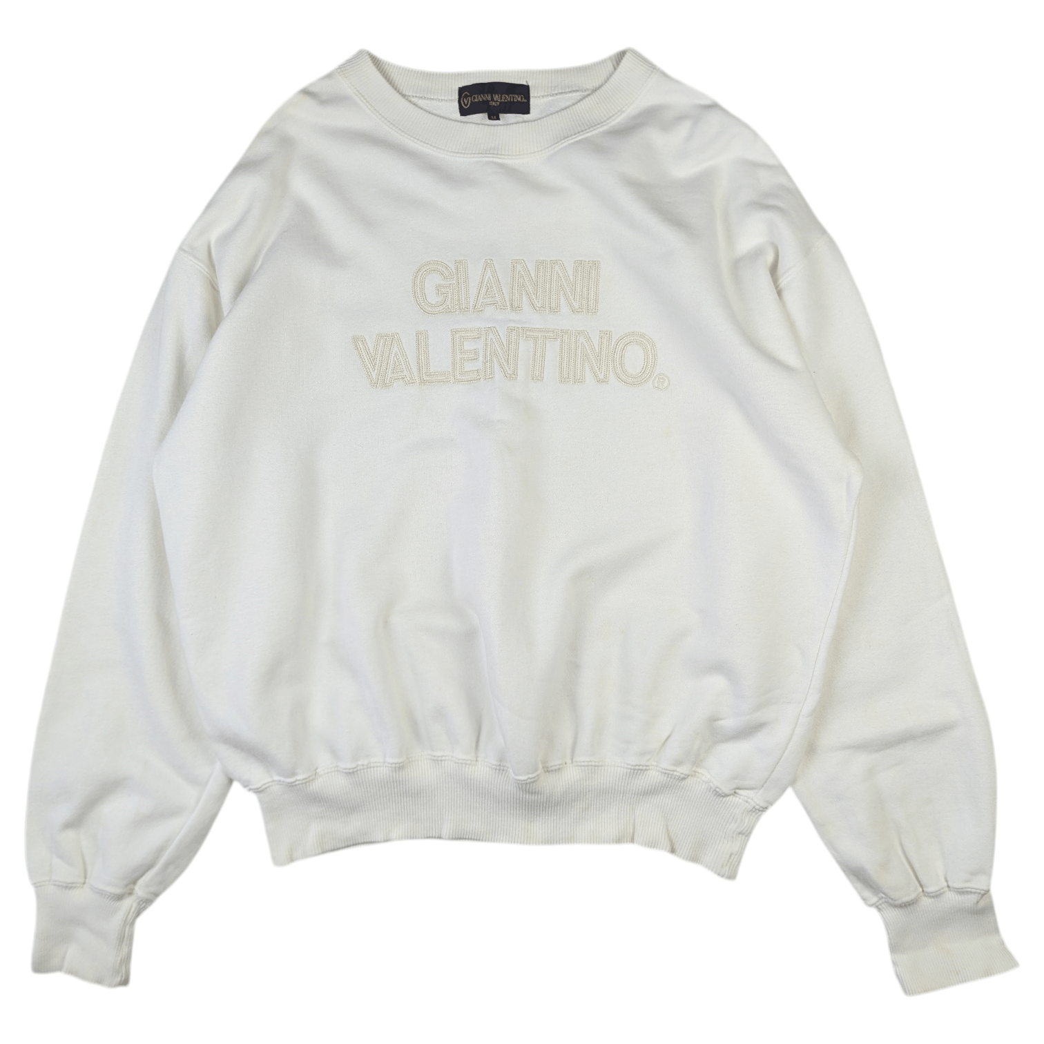 Japanese Brand GIANNI VALENTINO Big Spell Out Logo Sweatshirts Jumper Size M / US 6-8 / IT 42-44 - 3 Thumbnail
