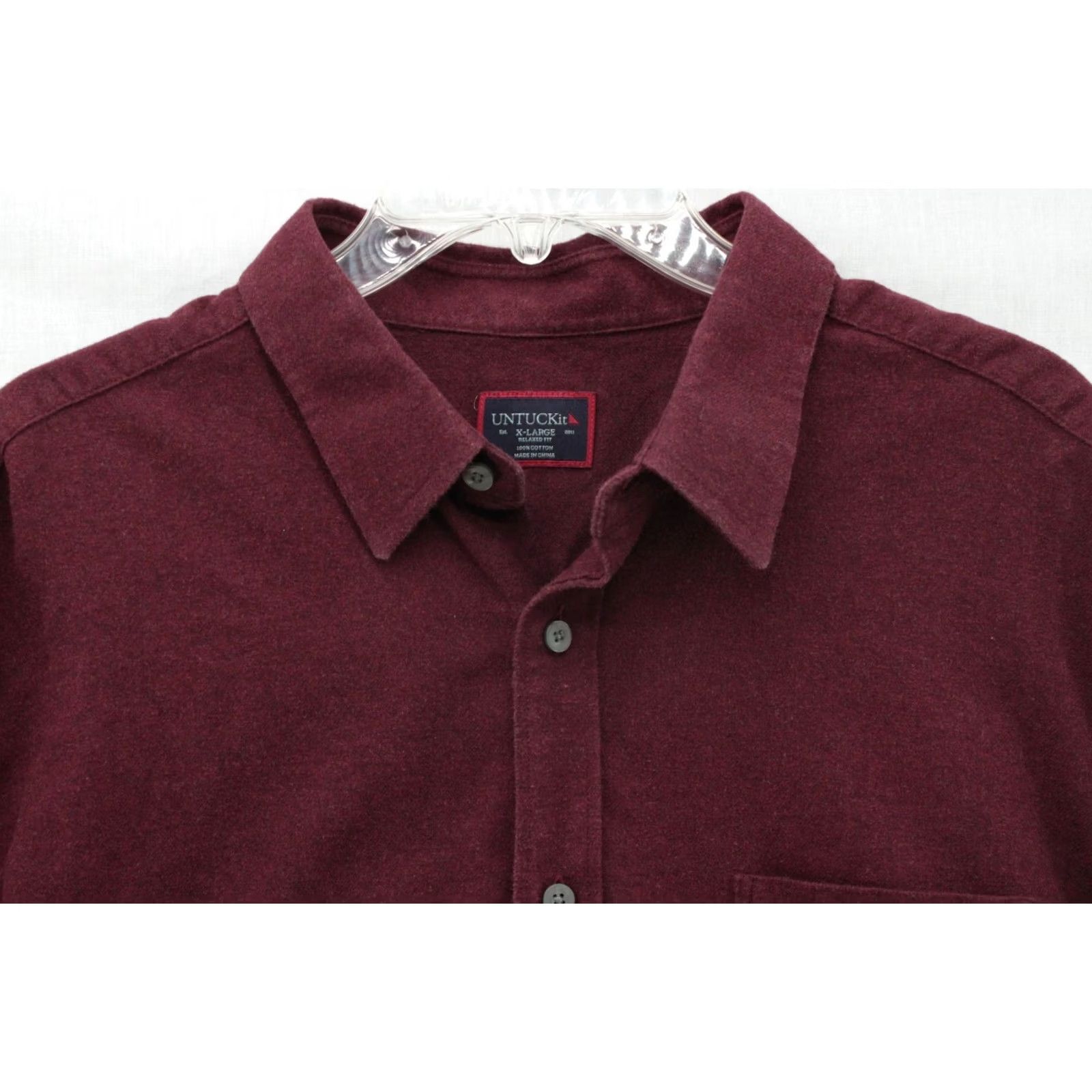 UNTUCKit UNTUCKit Sherwood Shirt Mens XL Red Button-Up Flannel Long Sleeve Outdoors Size US XL / EU 56 / 4 - 5 Thumbnail