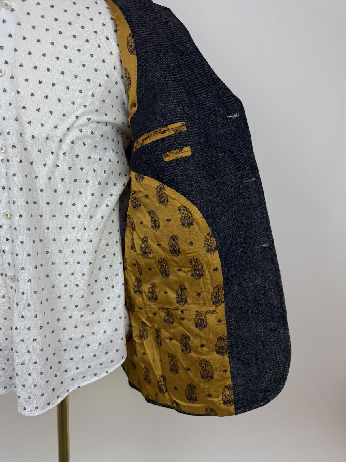 Other Denim Bespoke blue blazer indigo denim sports jacket Size 46R - 15 Thumbnail