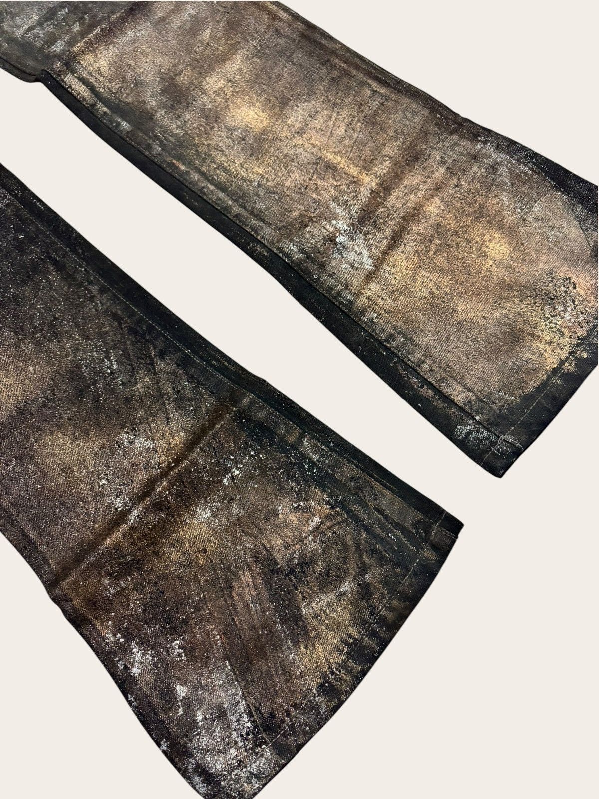 Tornado Mart Japan Denim Dior Waxed Jeans Inspired Gold Dust Flared Size US 33 - 3 Thumbnail