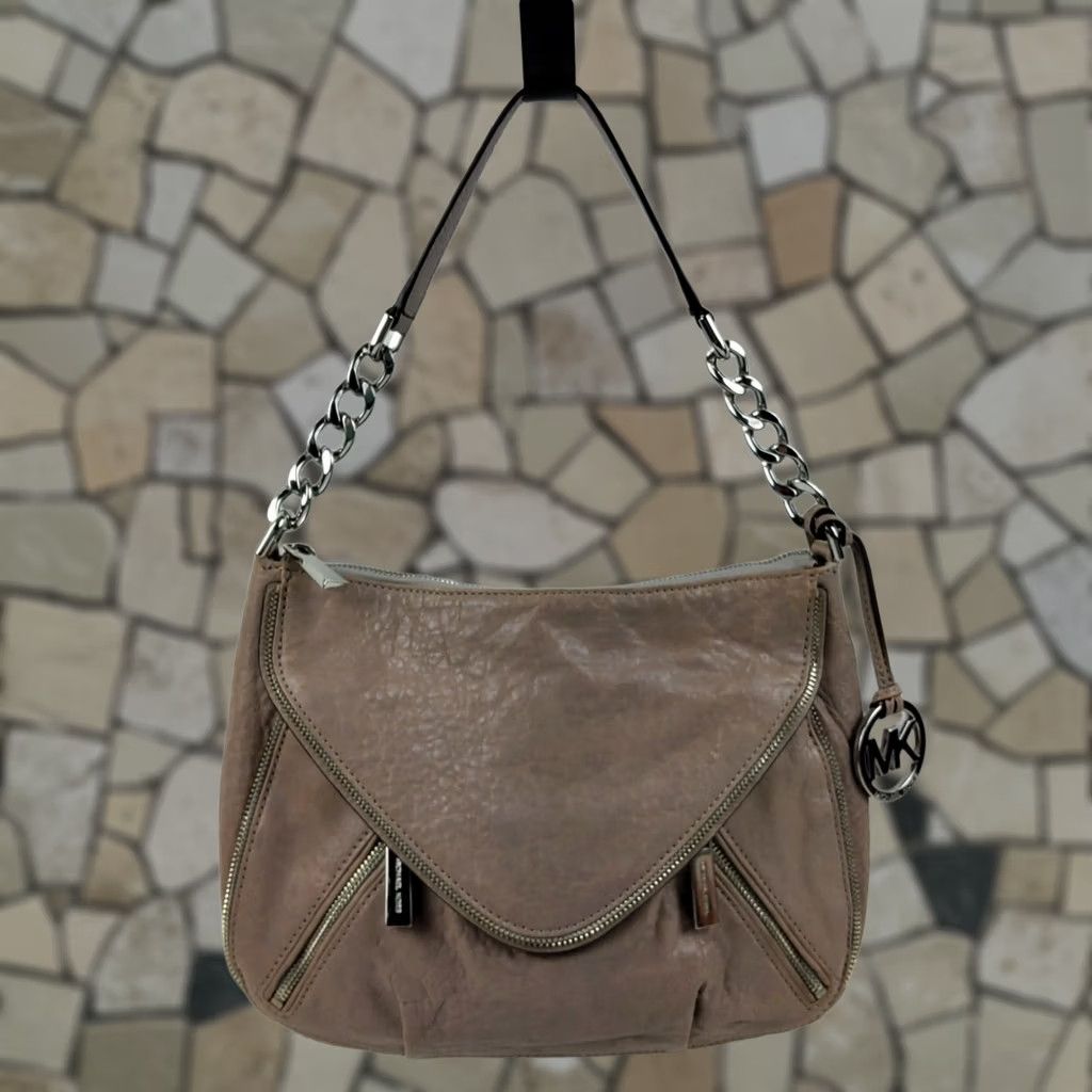 Michael Kors Michael Kors Zippers Flap Convertible Leather Shoulder Handbag Purse Taupe Size ONE SIZE - 1 Thumbnail
