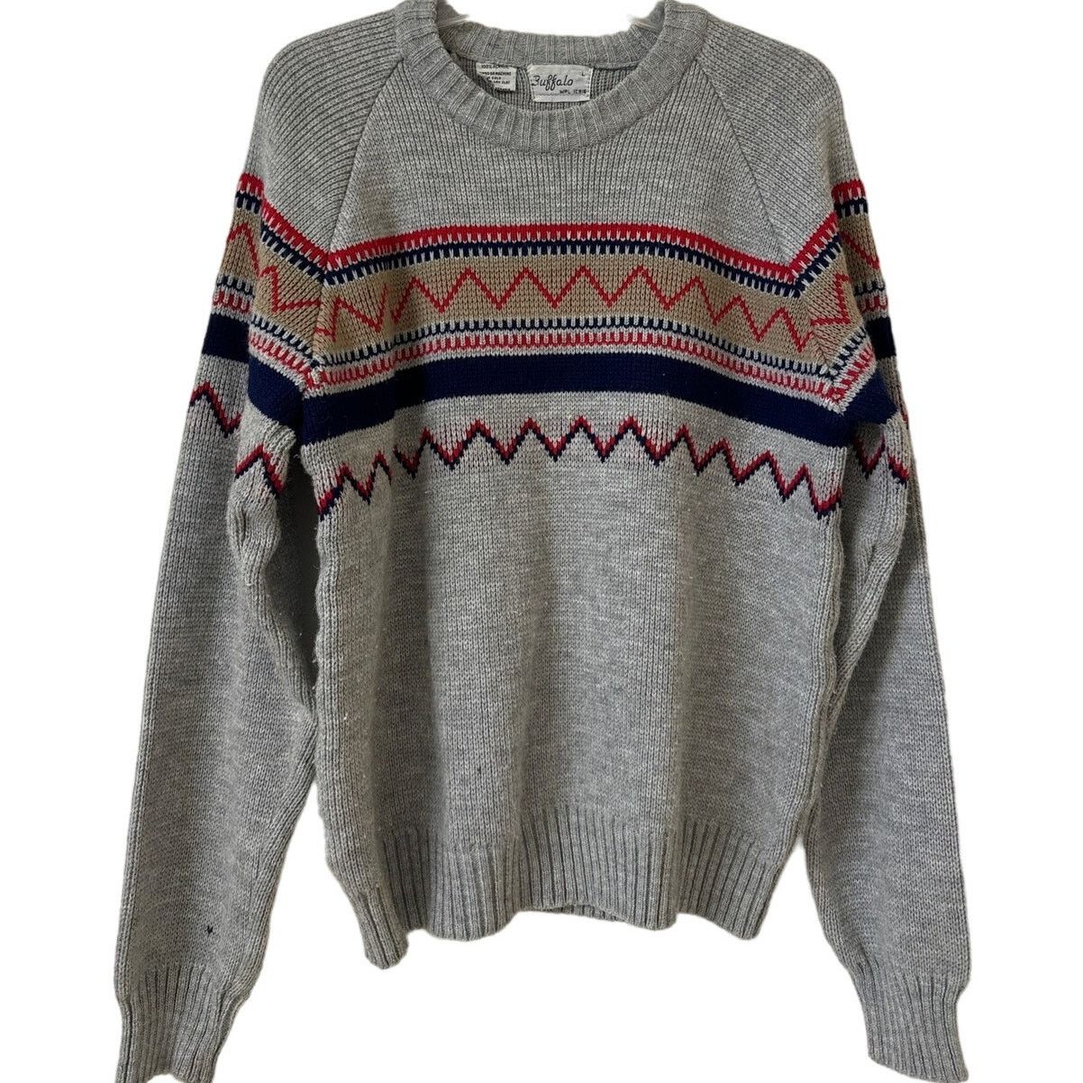 Other Vintage Buffalo Sweater, Large, Gray, Long Sleeve Crewneck Size US L / EU 52-54 / 3 - 1 Thumbnail