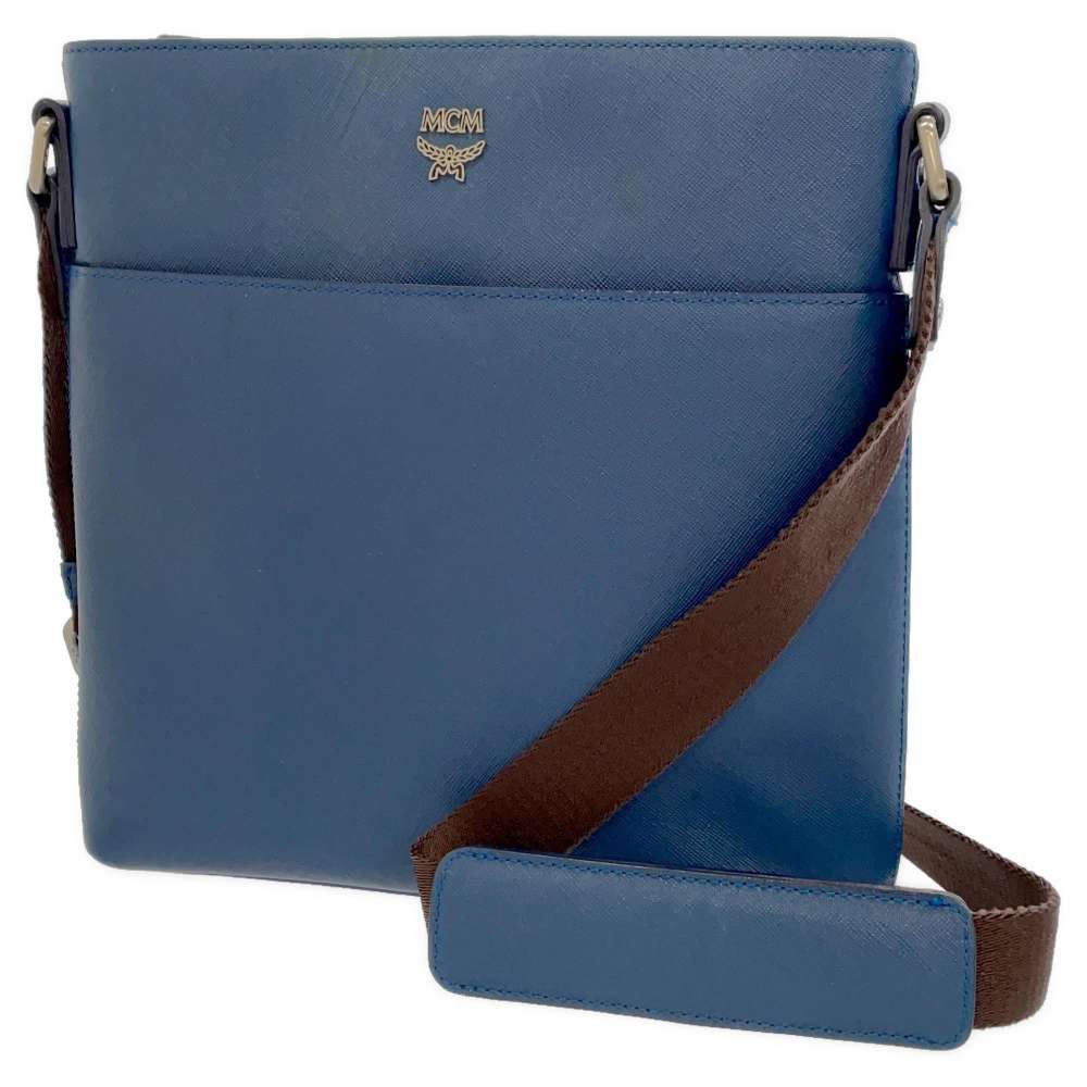 MCM McM Shoulder Bag Messenger Bag Leather Blue Grailed