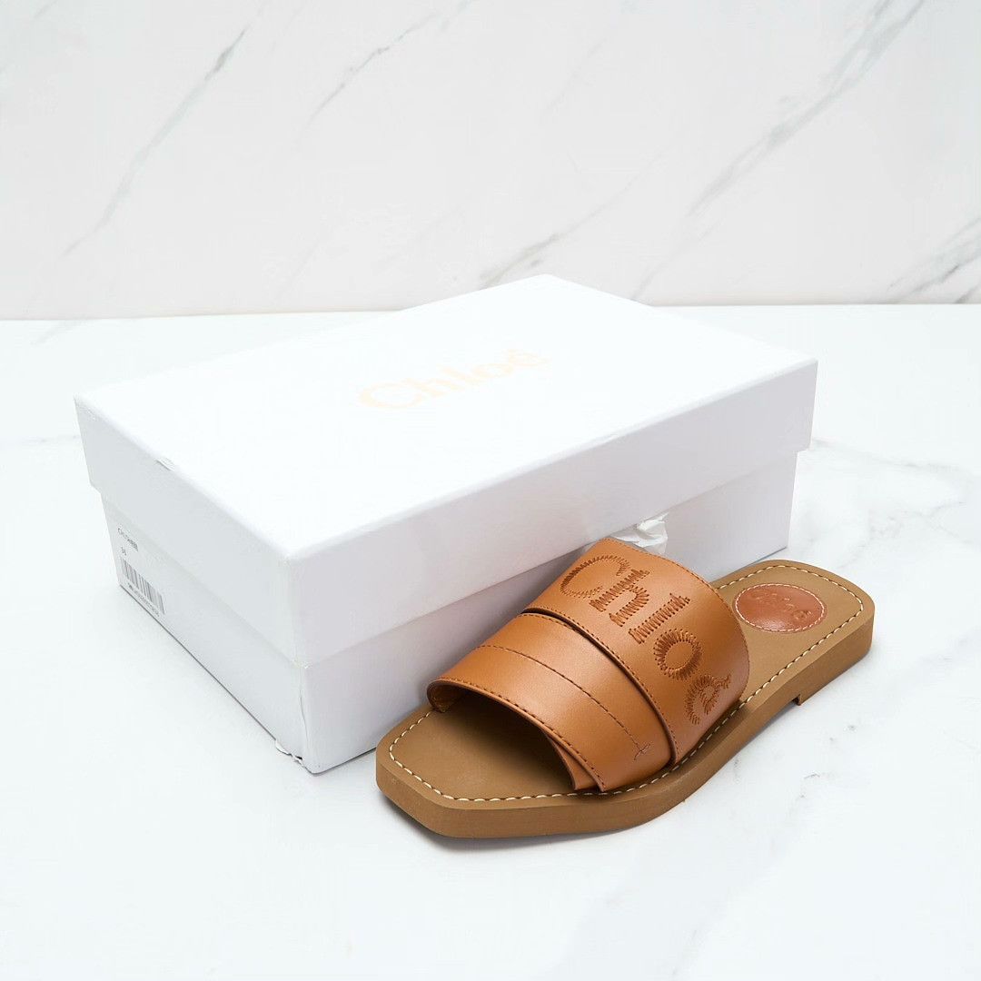 Chloe Chloe Women's Logo Embroidered Slippers Size US 5 / IT 35 - 1 Thumbnail