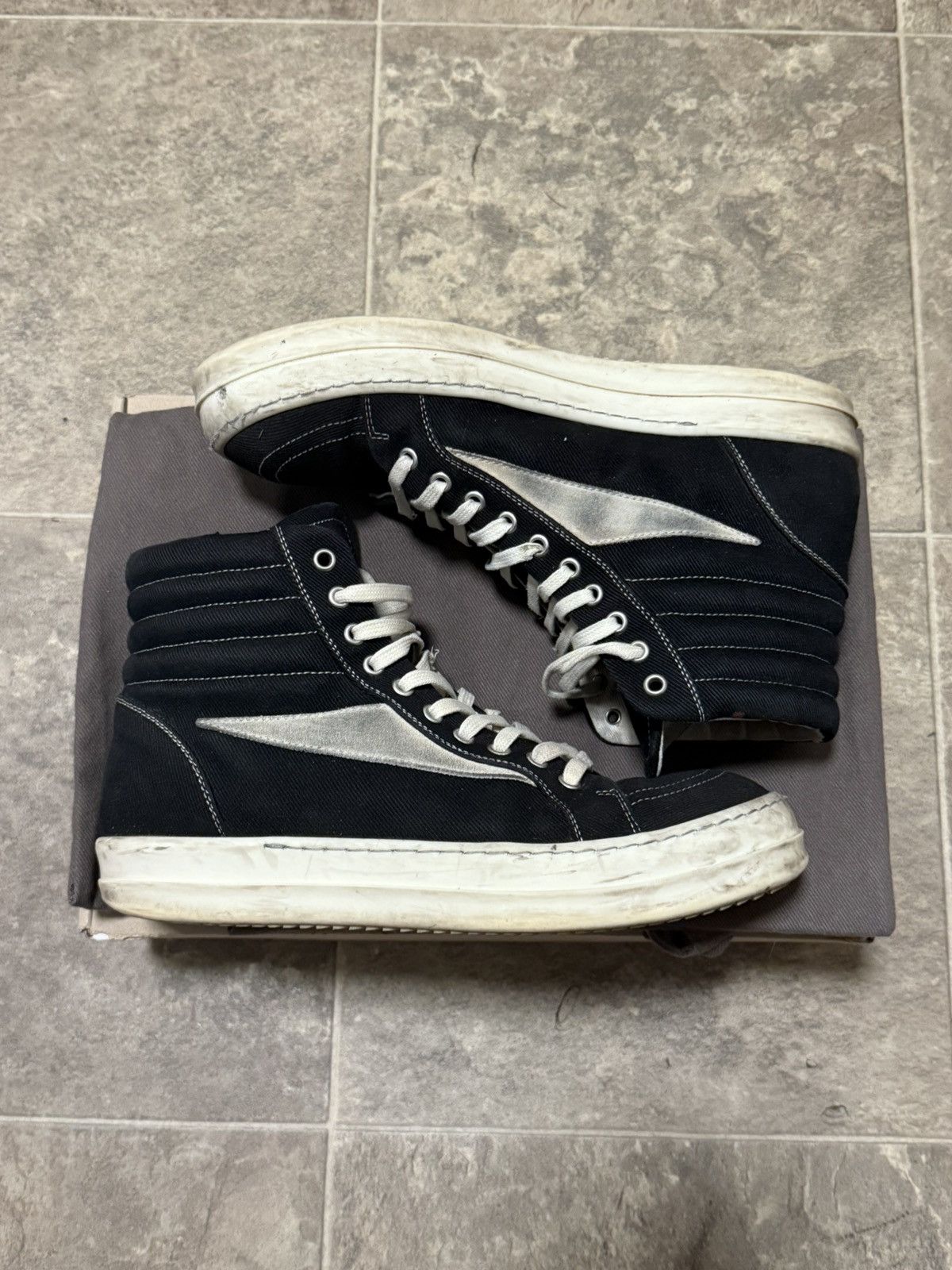 Pre-owned Rick Owens Vintage Sneakers “vans” High Top Shoes In Black