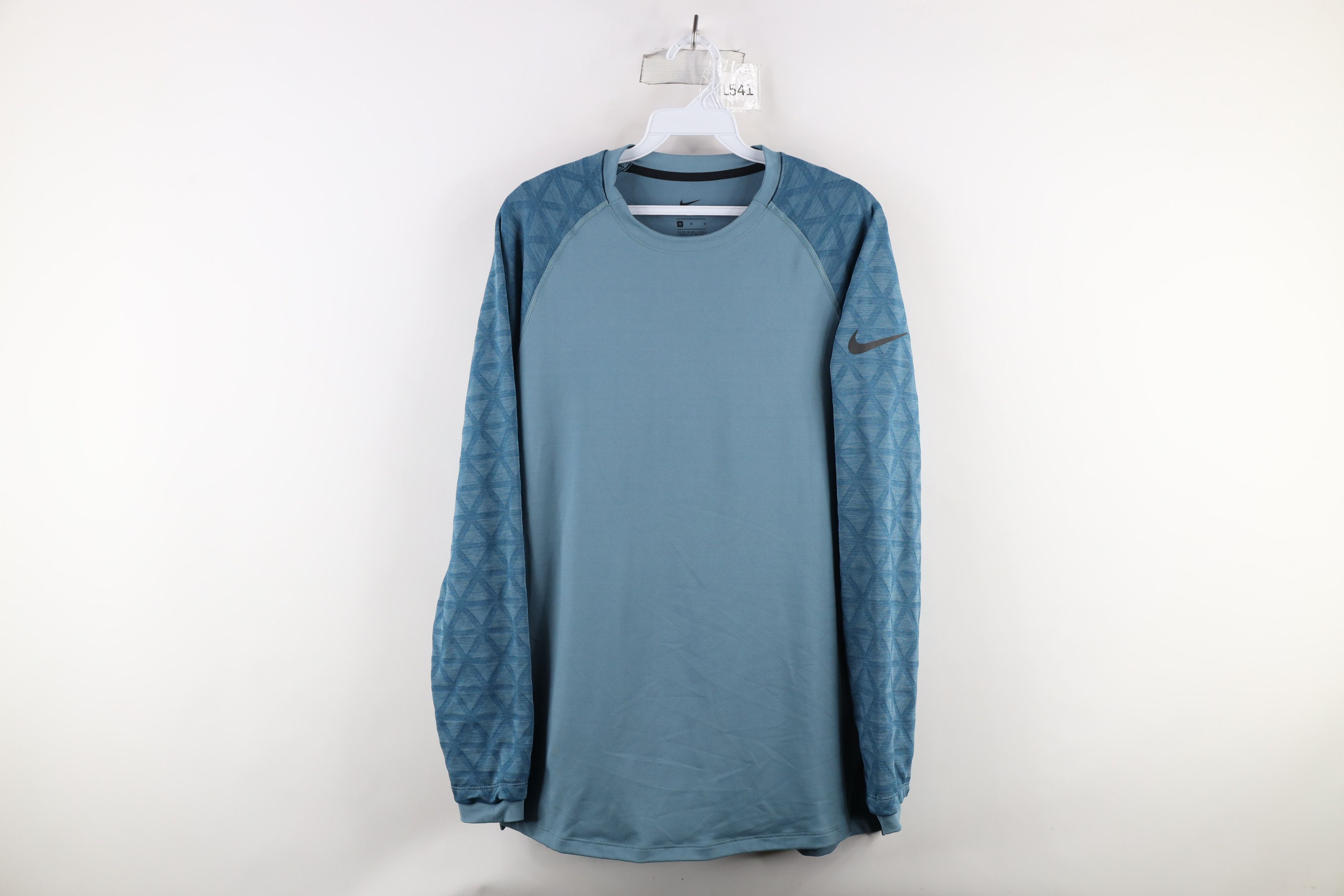 Nike × Vintage Nike Pro Long Sleeve Training Gym Running T-Shirt Blue Size US M / EU 48-50 / 2 - 1 Thumbnail