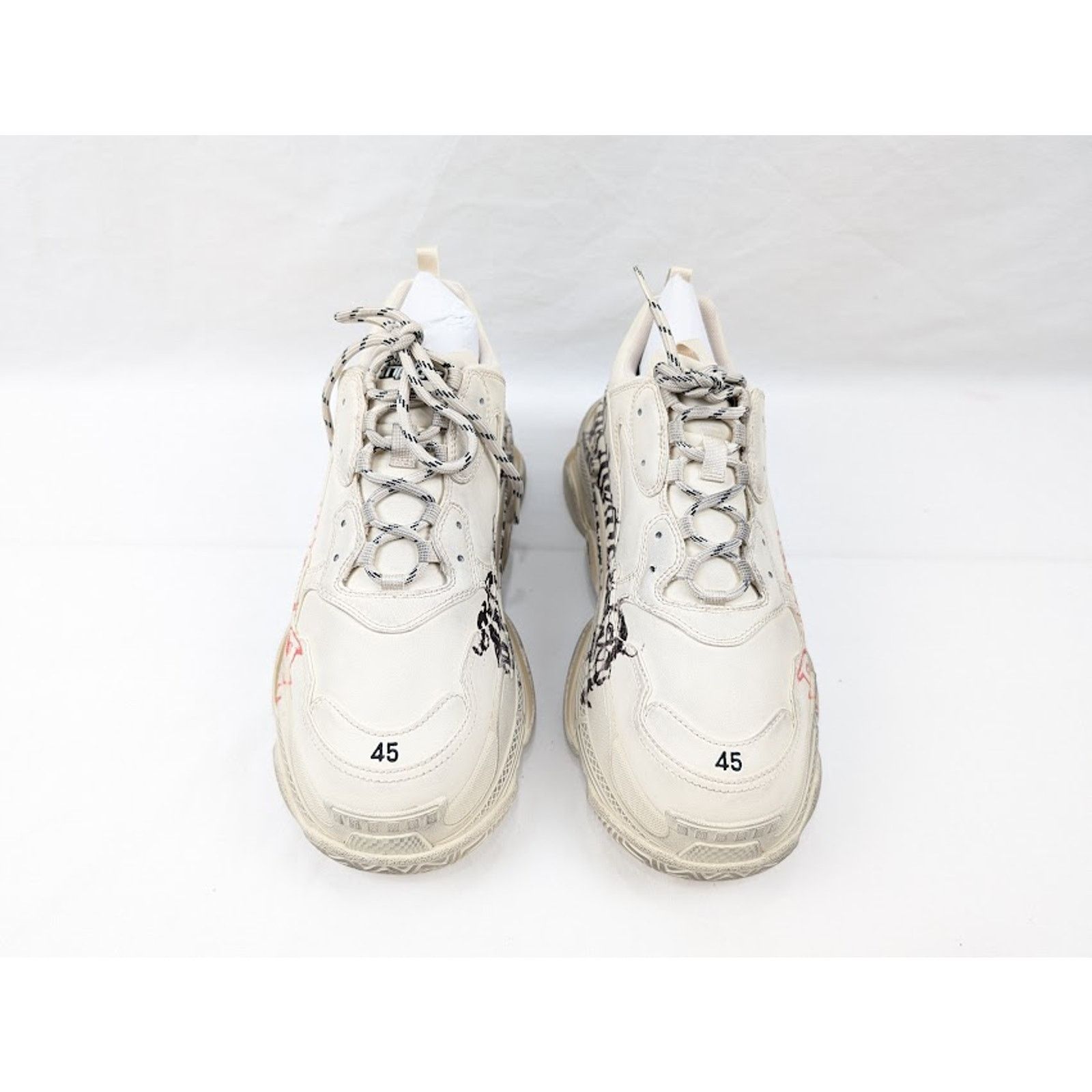Balenciaga o1rshd1 Q:2 / Triple S Low-Top Sneakers in White/Red/Black Size US 10 / EU 43 - 17 Thumbnail