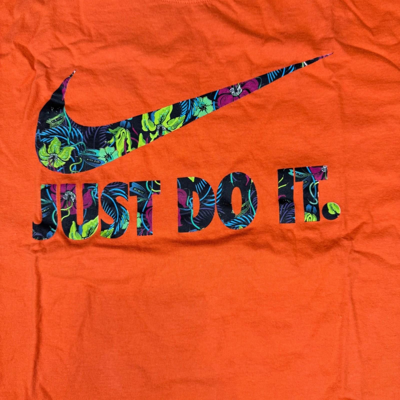 Nike Nike Just Do It Floral Swoosh Graphic T-Shirt Orange Mens XL Size US XL / EU 56 / 4 - 2 Thumbnail