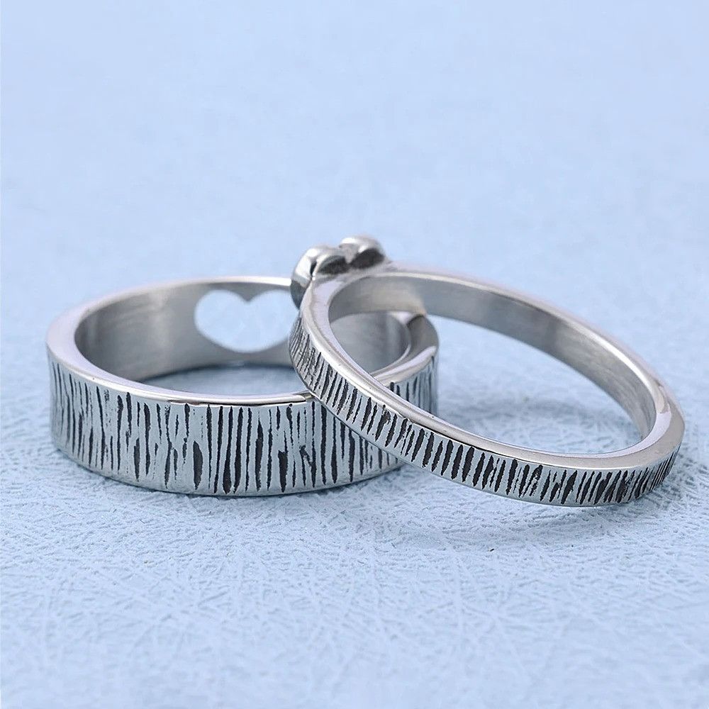Vintage 2pcs Heart Matching Rings Size 28 - 1 Thumbnail