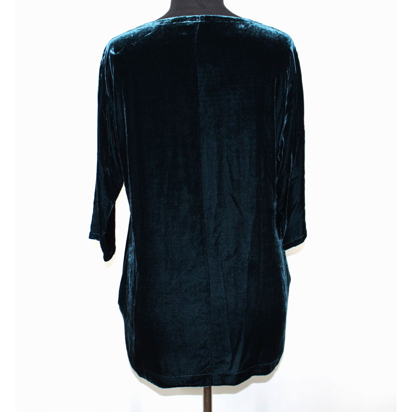 Eileen Fisher EILEEN FISHER Teal Velvet Crew Neck 3/4 Sleeve Dress Sz XXS Size XXS / US 00 / IT 34 - 4 Thumbnail