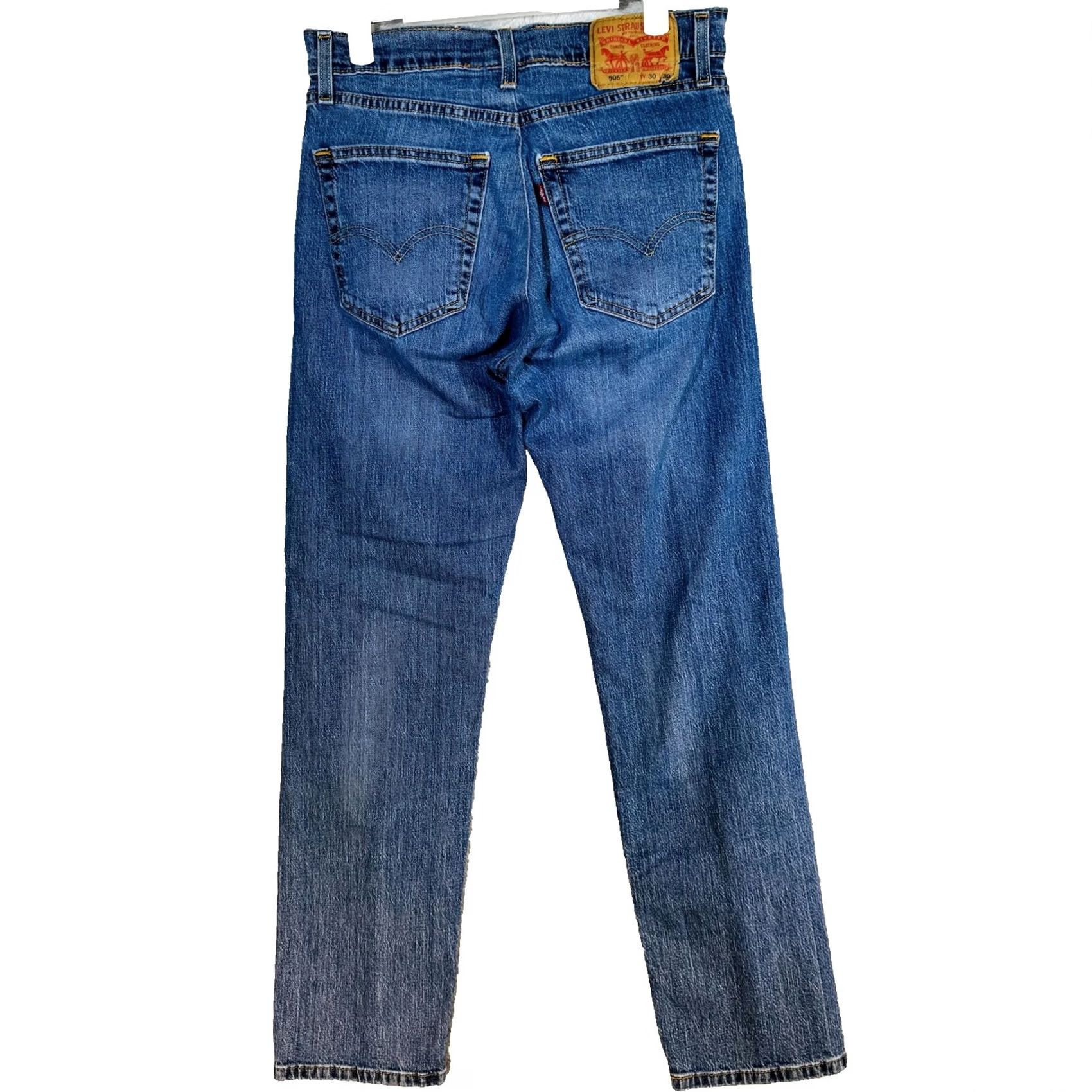 Levi's Levi's 505 Jeans Mens 30x30 Blue Medium Wash Straight Denim Zip Fly Regular Fit Size US 30 / EU 46 - 6 Thumbnail