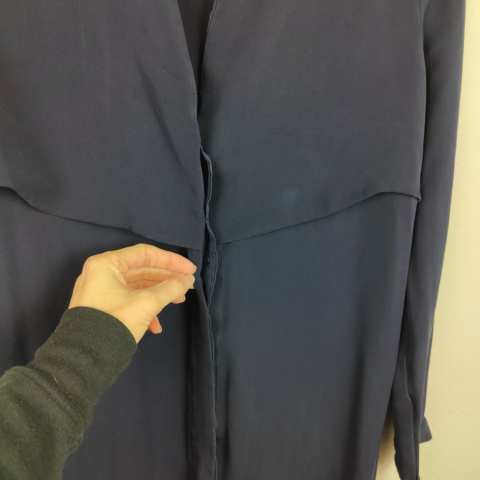 Other Ayr The Silk Trench Dress Womens Small Navy Blue Minimalist Size S / US 4 / IT 40 - 2 Thumbnail