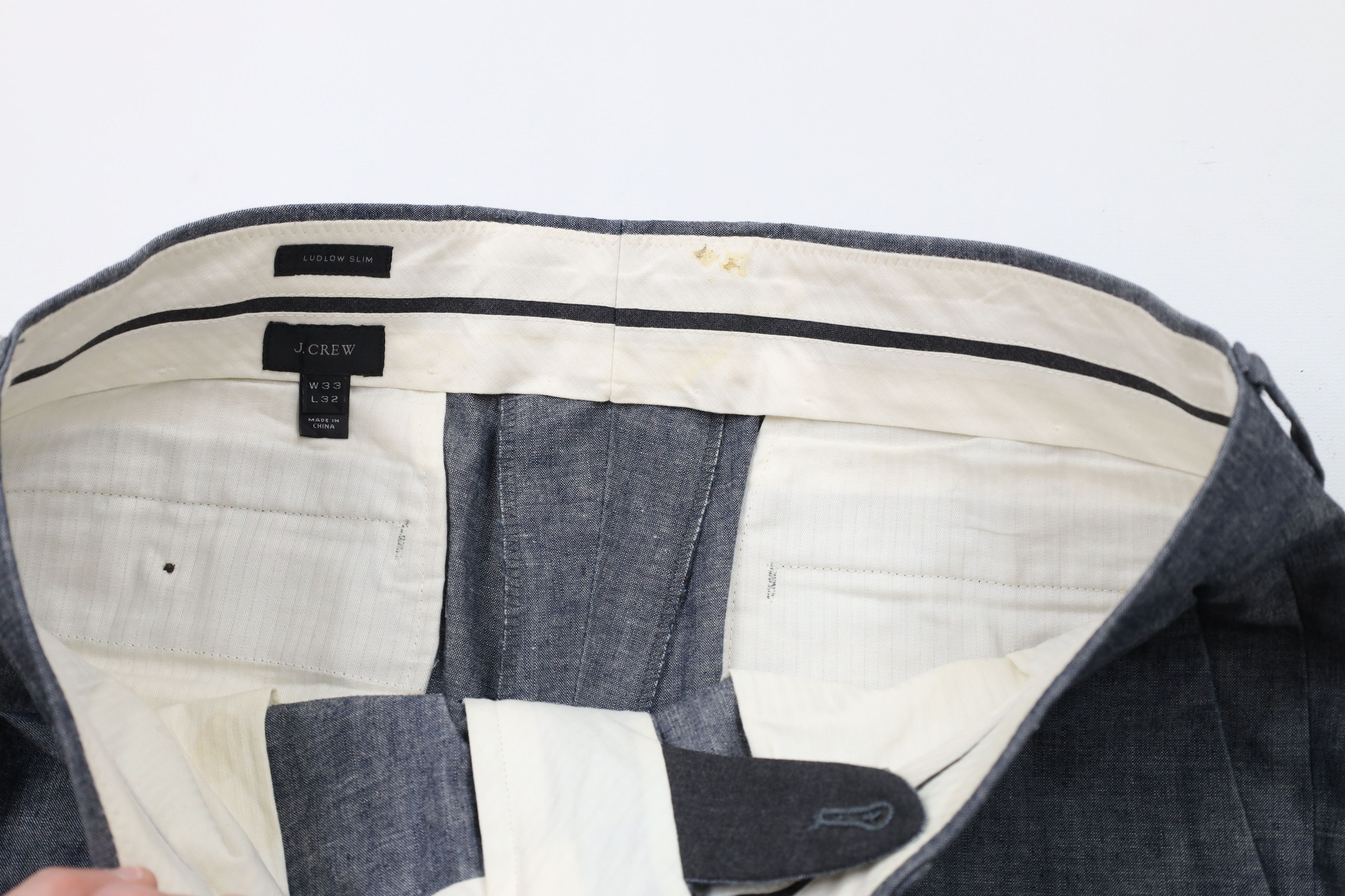 J.Crew × Vintage J Crew Fit Skinny Leg Chambray Chino Pants Trousers Blue Size US 33 - 7 Thumbnail