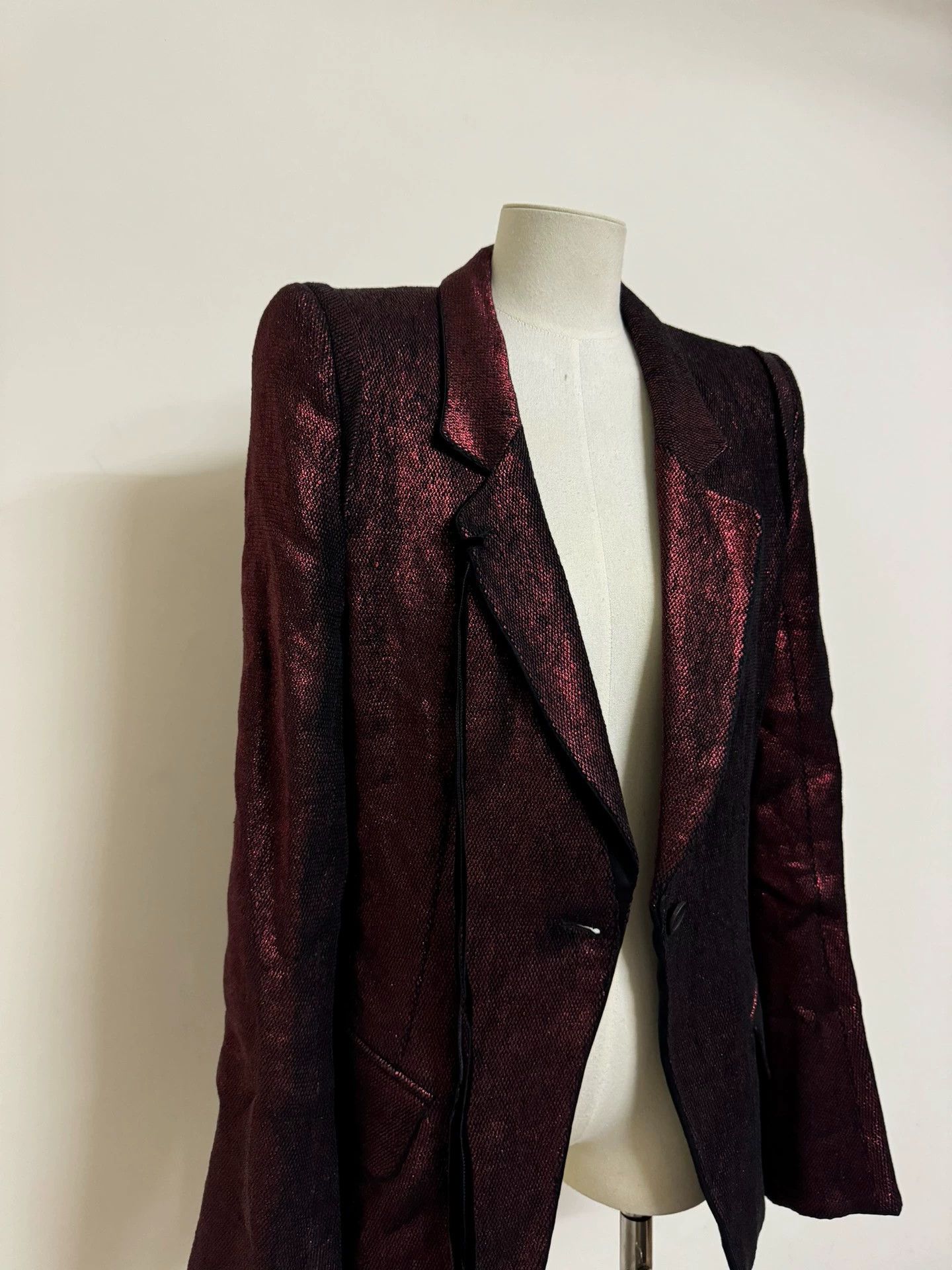 Ann Demeulemeester AnnDemeulemeester Dark Red Ribbon Blazer 38 Shimmer Size XS / US 0-2 / IT 36-38 - 2 Thumbnail