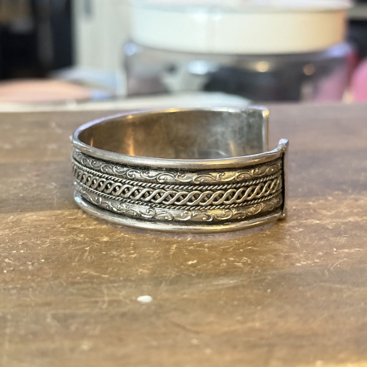 Vintage Vintage silver plated textured cuff bracelet Size ONE SIZE - 5 Thumbnail