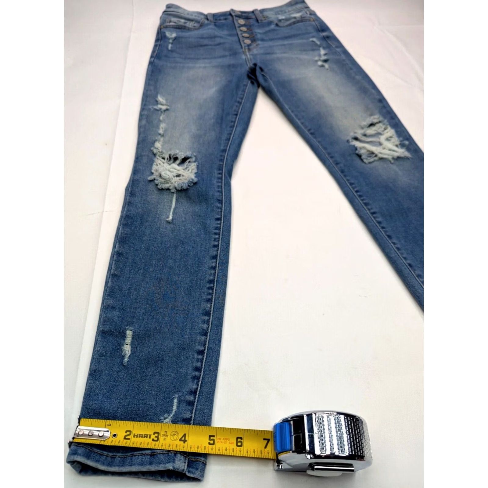 Vintage Eunina Jeans Distressed High Rise Skinny 5 27x27.5 Blue Women Jeans Size 27" / US 4 / IT 40 - 2 Thumbnail