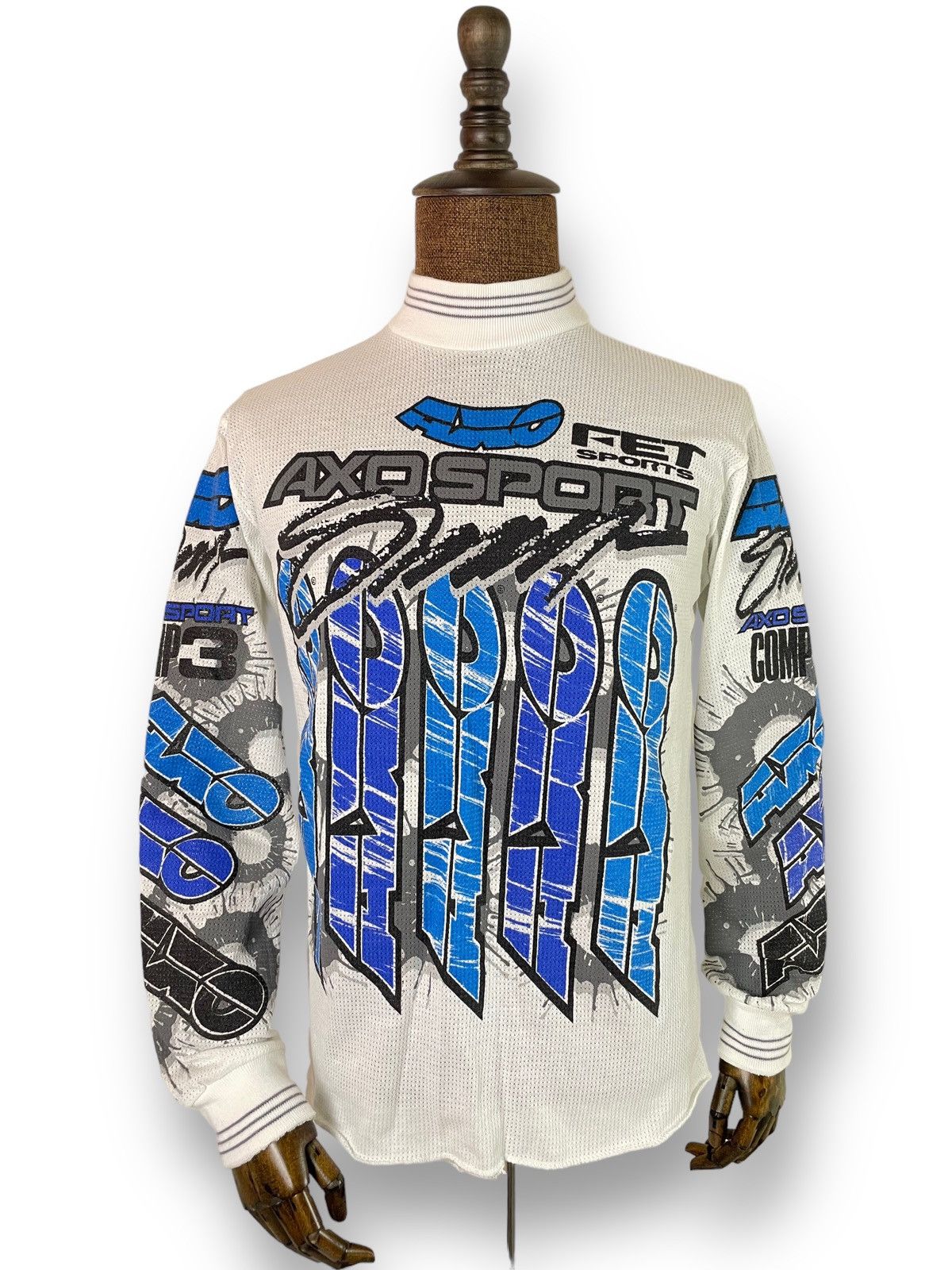 image of Gear For Sports x Moto VTG Us Made Axo Sport Racing Motocross Mashed Shirt in White (Size Large)