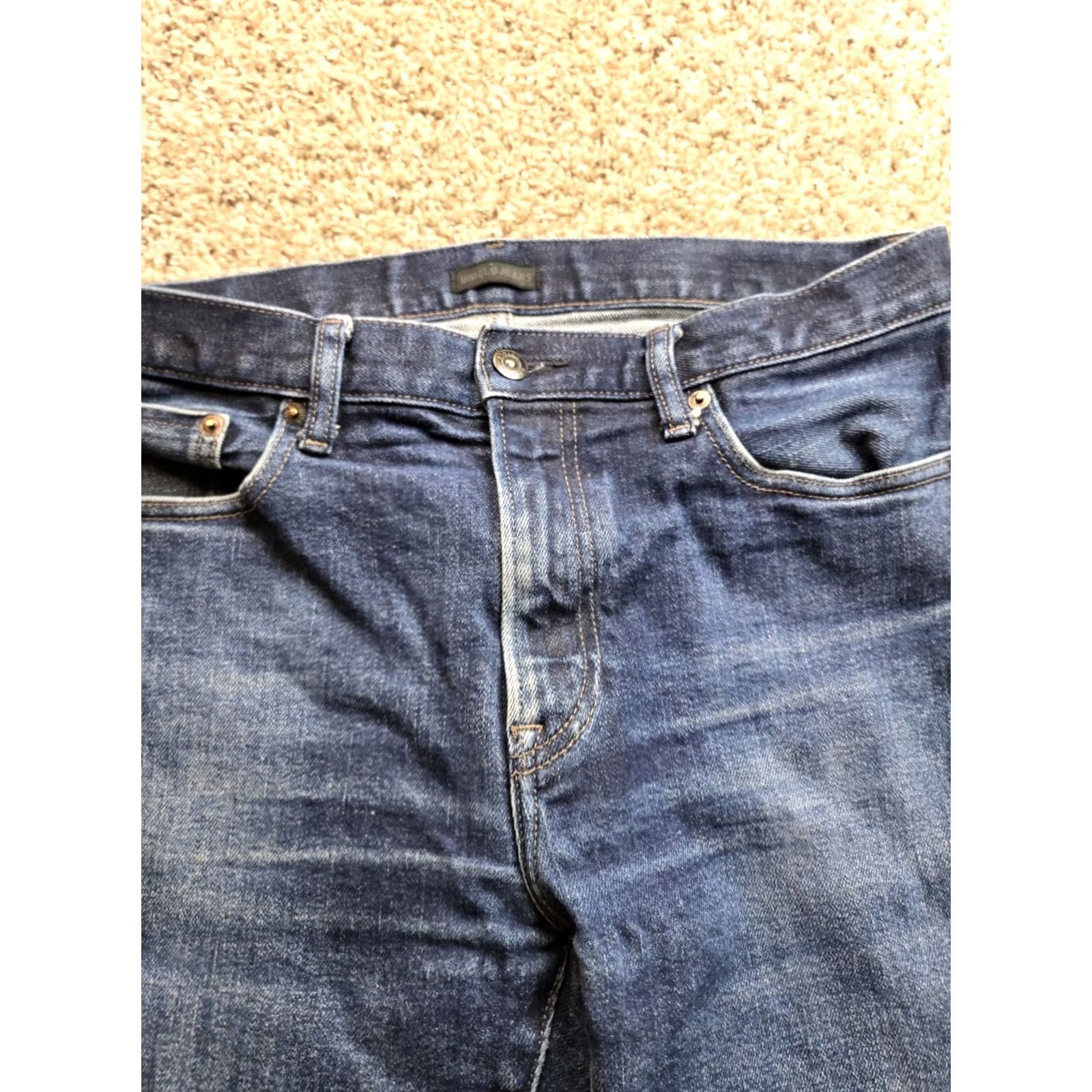 Uniqlo Uniqlo Jeans Slim Straight 33x31 Mens Kaihara Selvedge Denim Blue Low Rise Straight Jeans 5-Pocket Stretch Size US 33 - 5 Thumbnail