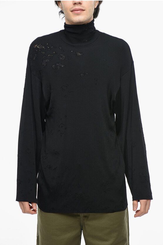 image of Balenciaga Og1Mm0424 Jersey Turtleneck In Black, Men's (Size Medium)