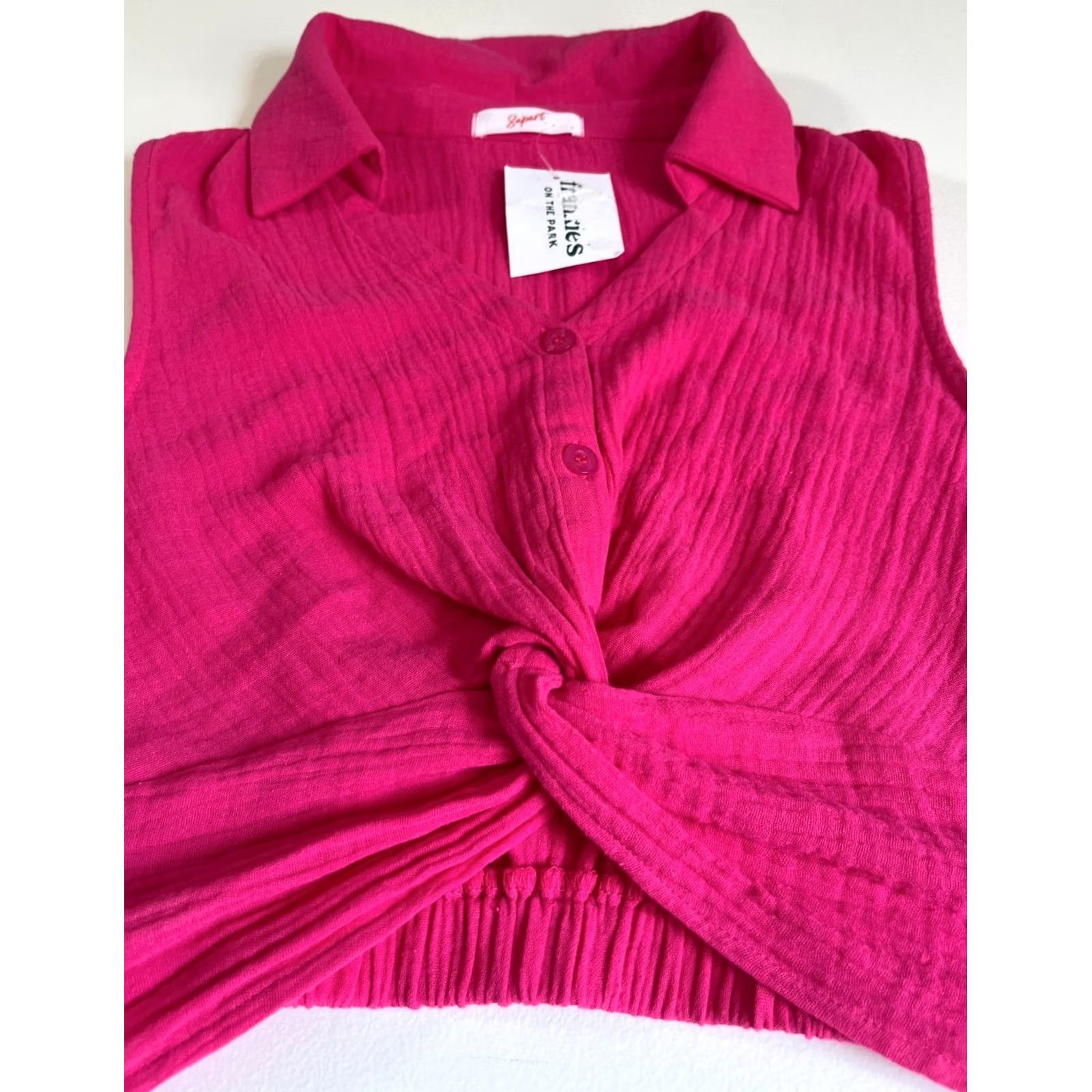 Vintage 8apart Junior's Julle Gauze Top Tank Cropped Pink S Teen Young Adult Hot Pink NWT Frances on the Park Size S / US 4 / IT 40 - 6 Thumbnail