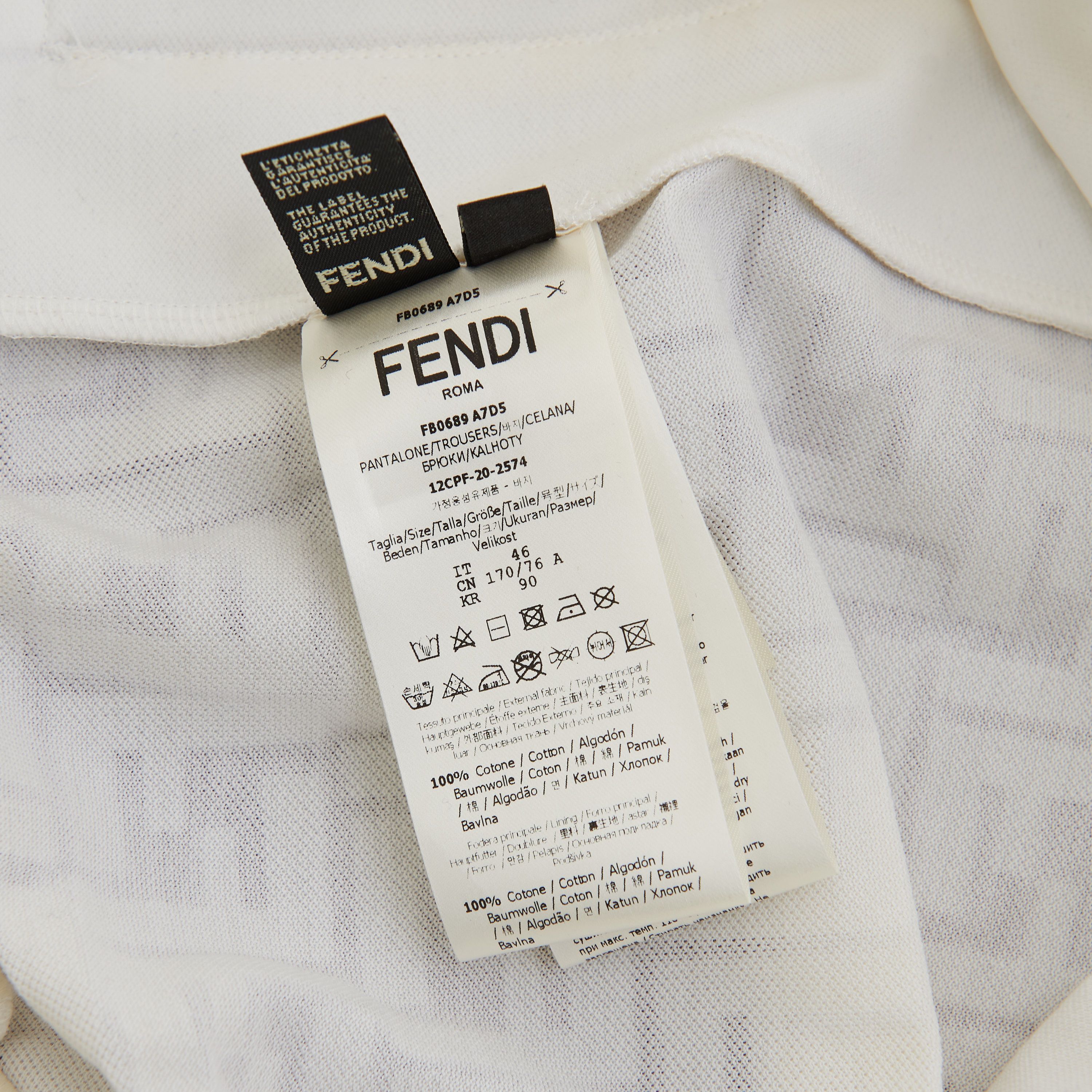 Fendi Jogging Bermuda Shorts In White Cotton With All-Over FF Logo Size US 32 / EU 48 - 12 Thumbnail