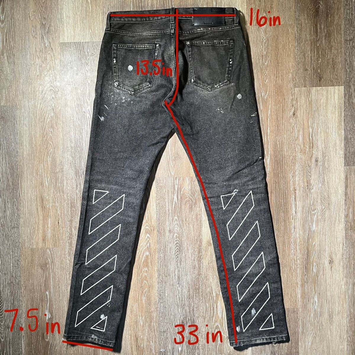 Off-White off white diagonal paint splatter skinny jeans Size US 33 - 2 Thumbnail