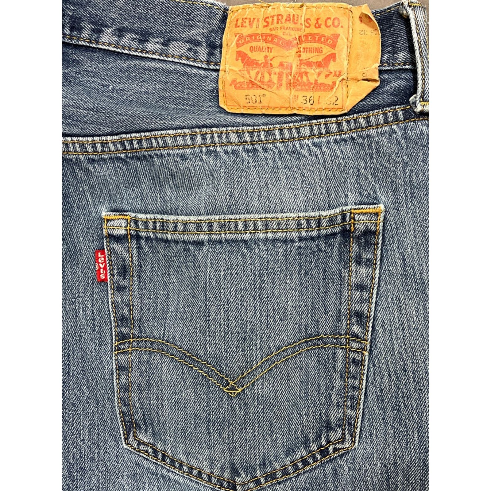 Levi's Levi's 501's Light Washed Distressed Men's Button Fly 36XL32 Size US 36 / EU 52 - 3 Thumbnail