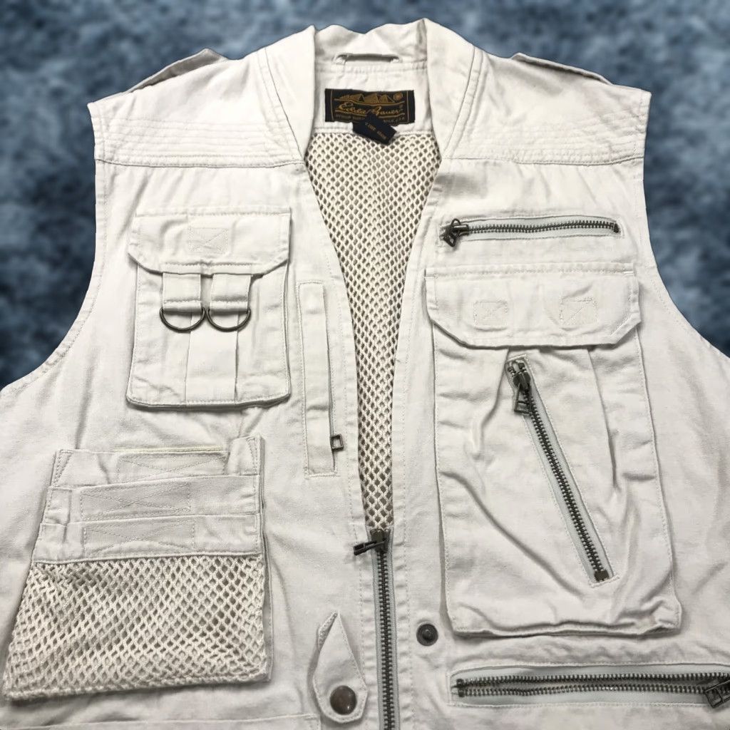 Eddie Bauer VINTAGE Eddie Bauer Vest Mens Large Beige Cotton Safari Hunting 90s Clothing Accessories Pockets Bomber Jacket Casual Travel Size US L / EU 52-54 / 3 - 1 Thumbnail