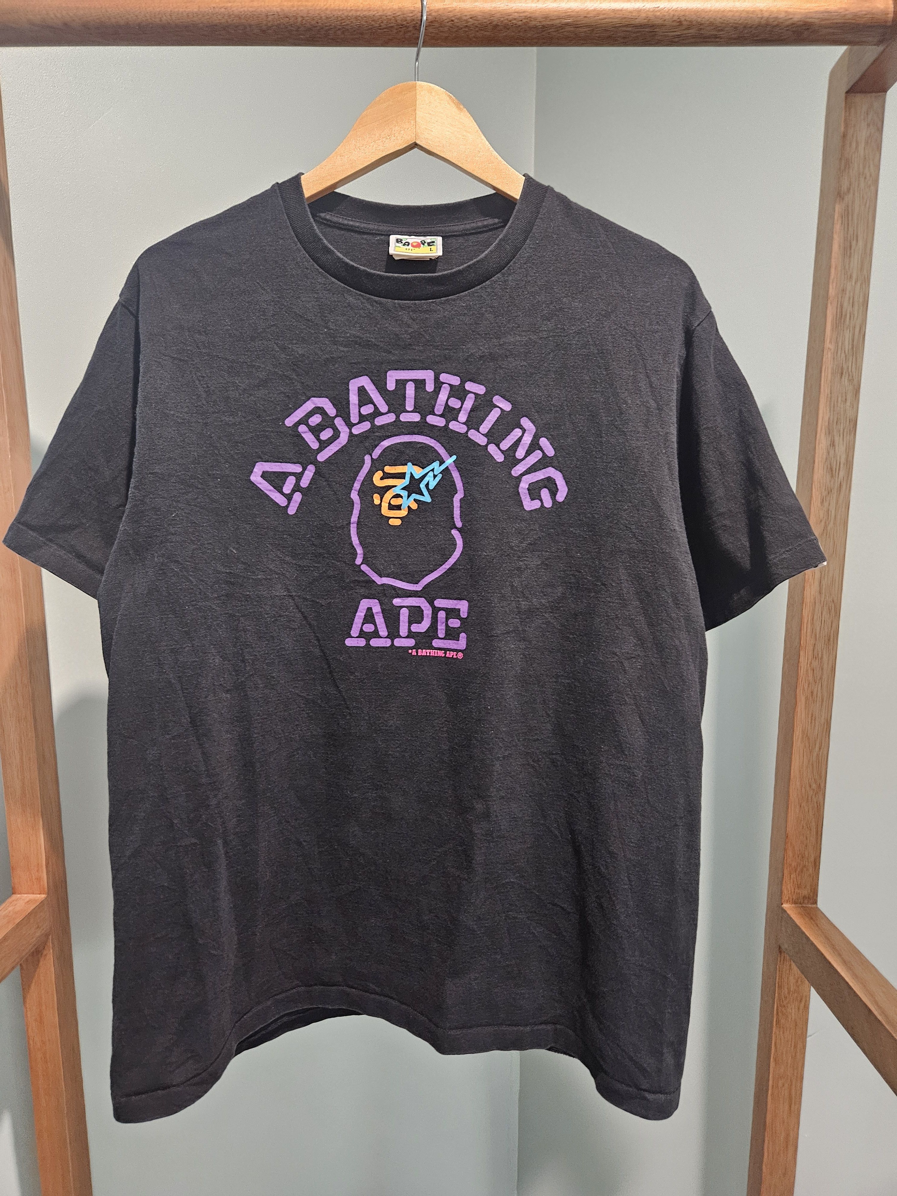Bape Neon Sign College Logo Black T Shirt Size US L / EU 52-54 / 3 - 1 Thumbnail