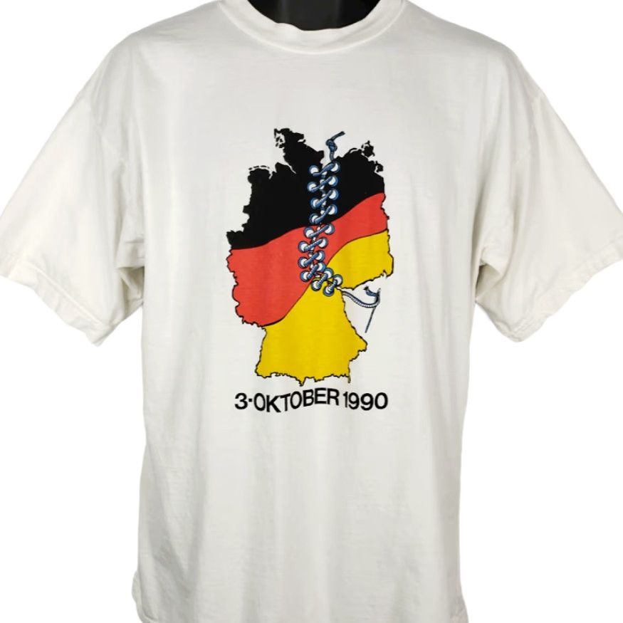 Vintage VINTAGE German Unity Day T Shirt Mens XL 90s Germany 3 Oktober 1990 October White Reunification Women/Mens? Size US XL / EU 56 / 4 - 2 Thumbnail