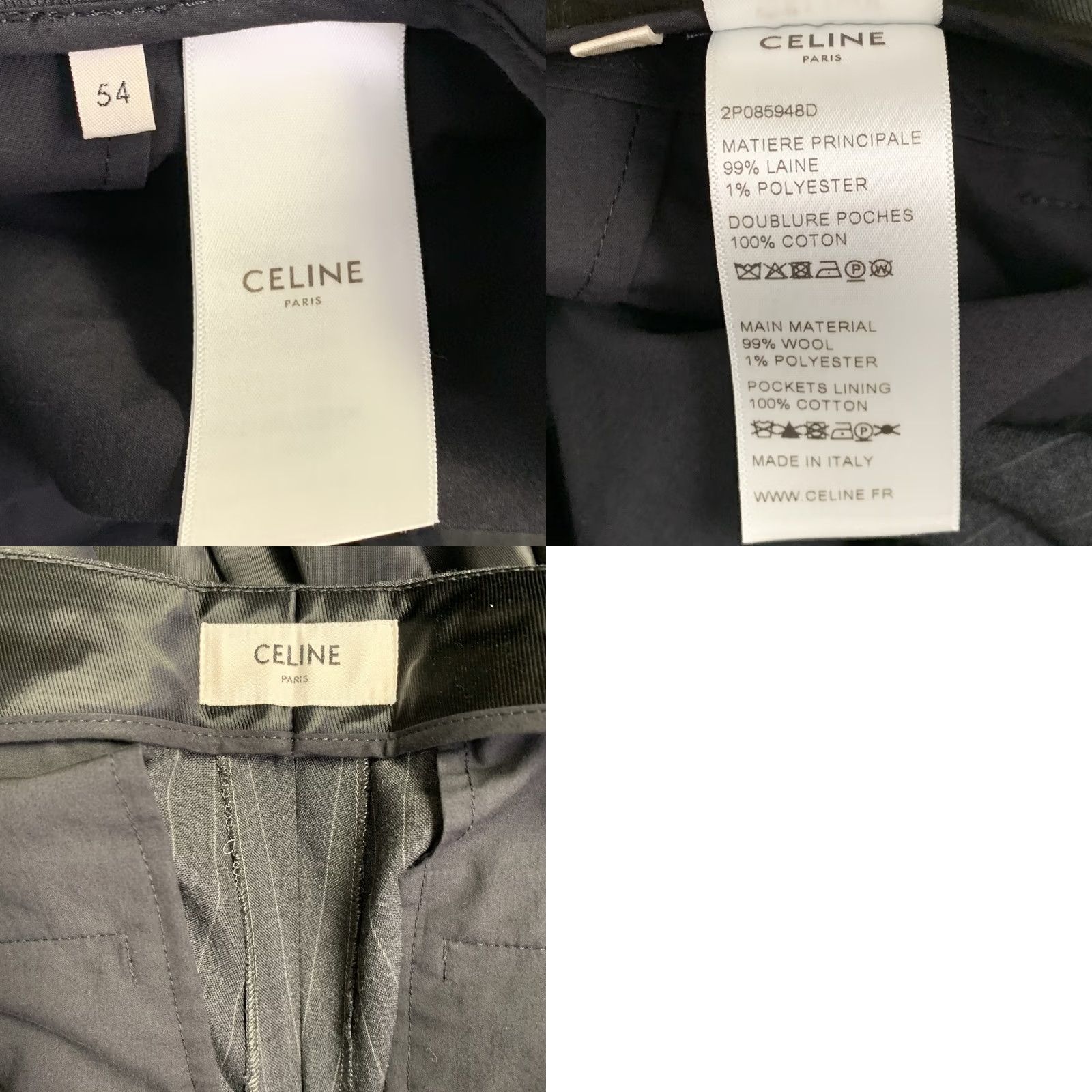 Celine CELINE Size 44 Regular Grey Charcoal Stripe Wool Polyester Suit Size 44R - 9 Thumbnail