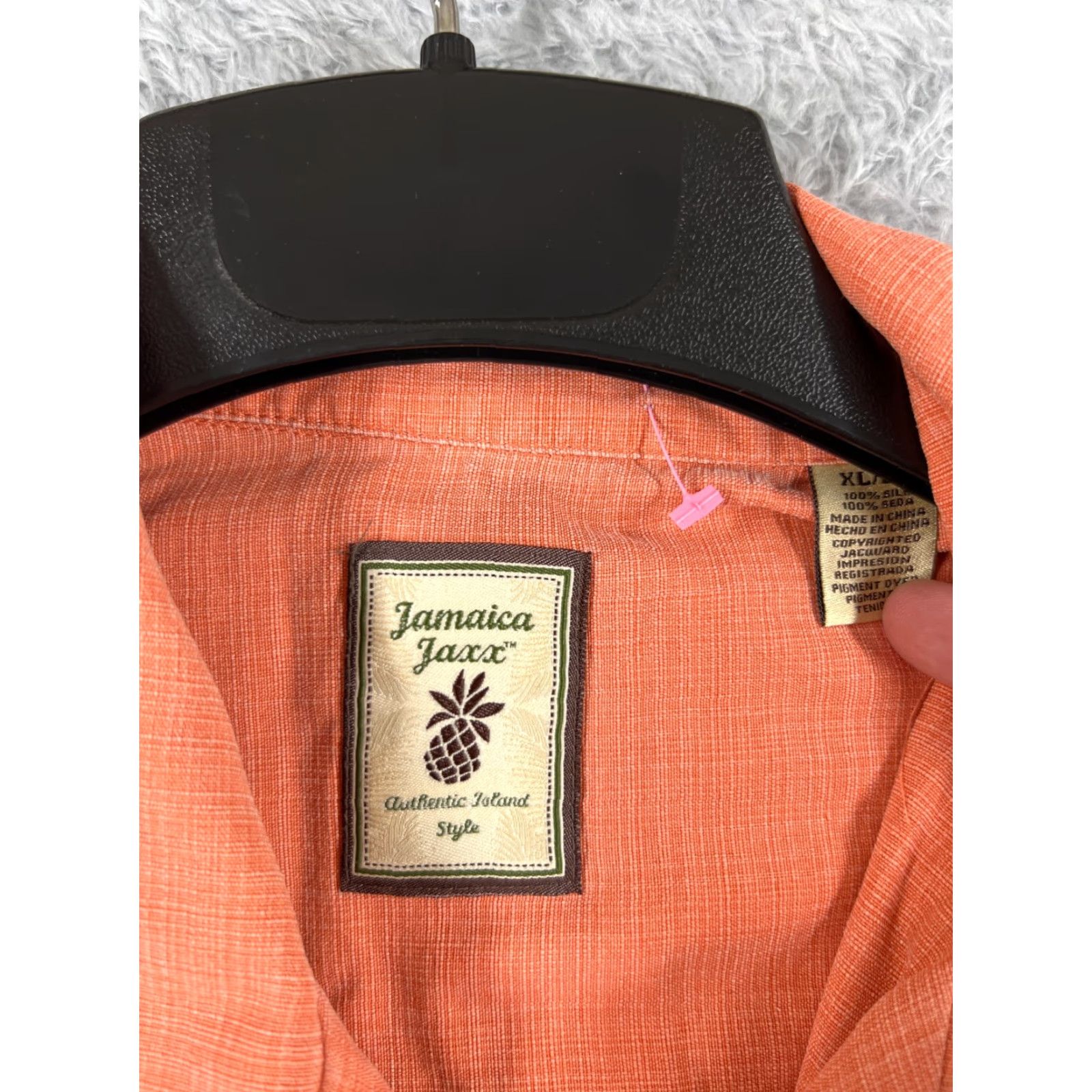 Vintage Jamaica Jaxx Shirt Men Extra Large Orange Button Up Pocket Hawaiian 100% Silk Size US XL / EU 56 / 4 - 7 Thumbnail