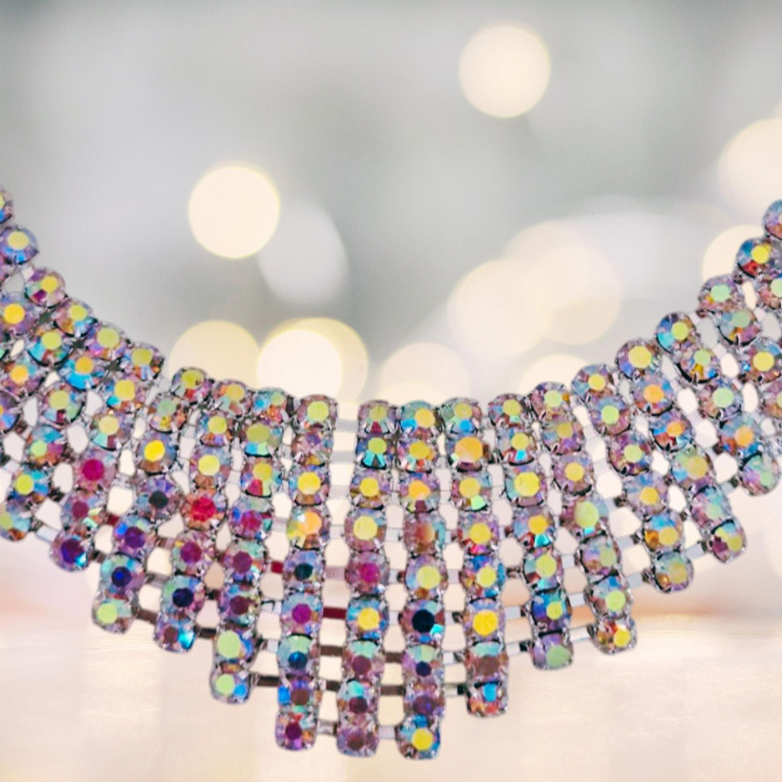 The Unbranded Brand Necklace Rhinestone Adjustable Iridescent Pageant Dangle NEW Size ONE SIZE - 2 Thumbnail