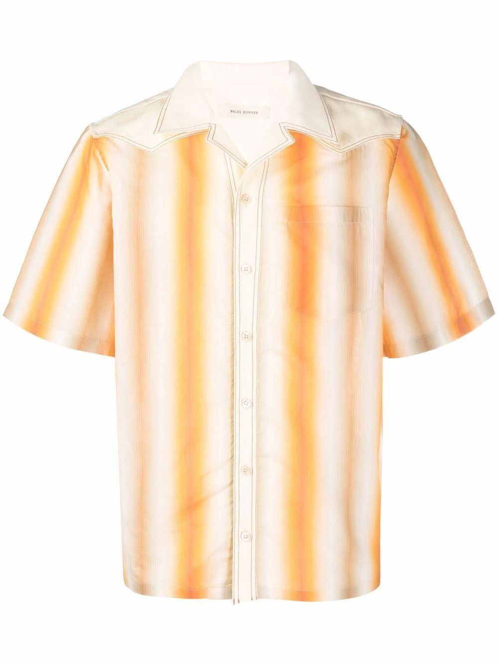 image of Wales Bonner O1Mle0424 Sunrise Bowing Shirt In Orange/beige, Men's (Size Large)