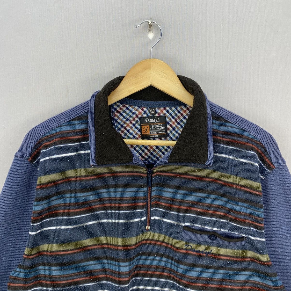 Japanese Brand Vintage Dandyl Striped Half-Zip Knit Sweater Pullover Size US M / EU 48-50 / 2 - 7 Thumbnail
