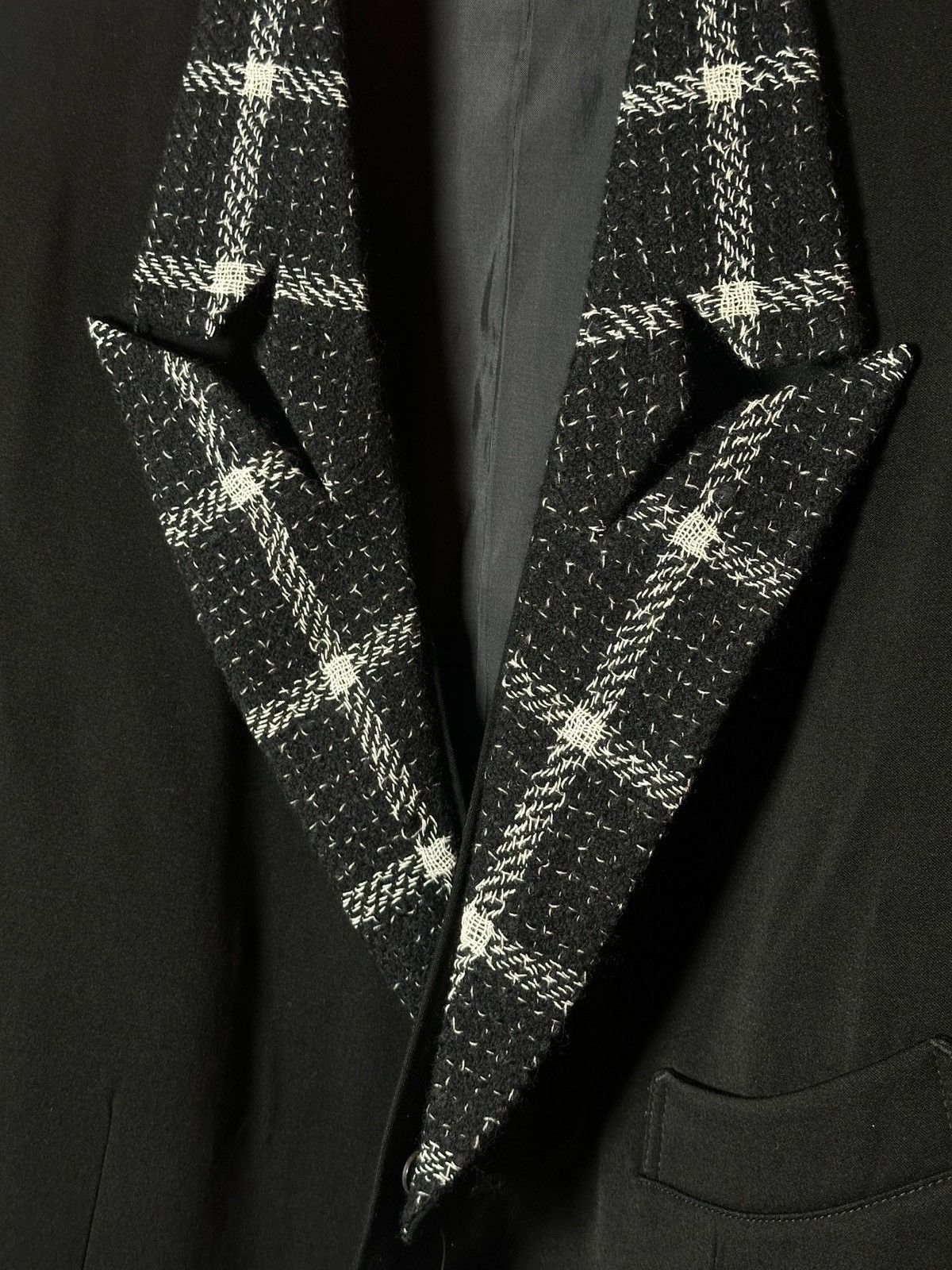 Yohji Yamamoto Yohji Yamamoto Tuxedo Detachable Check Tweed Lapel Jacket Size US L / EU 52-54 / 3 - 5 Thumbnail