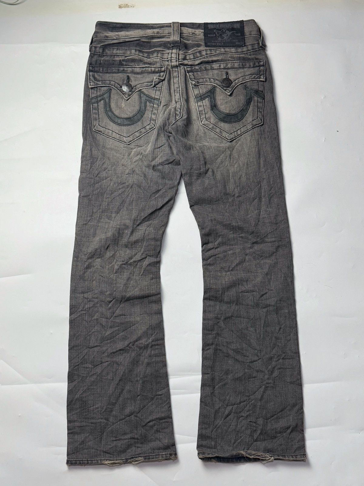 True Religion Flare True Religion Leather Logo Distressed Denim Size US 30 / EU 46 - 1 Thumbnail