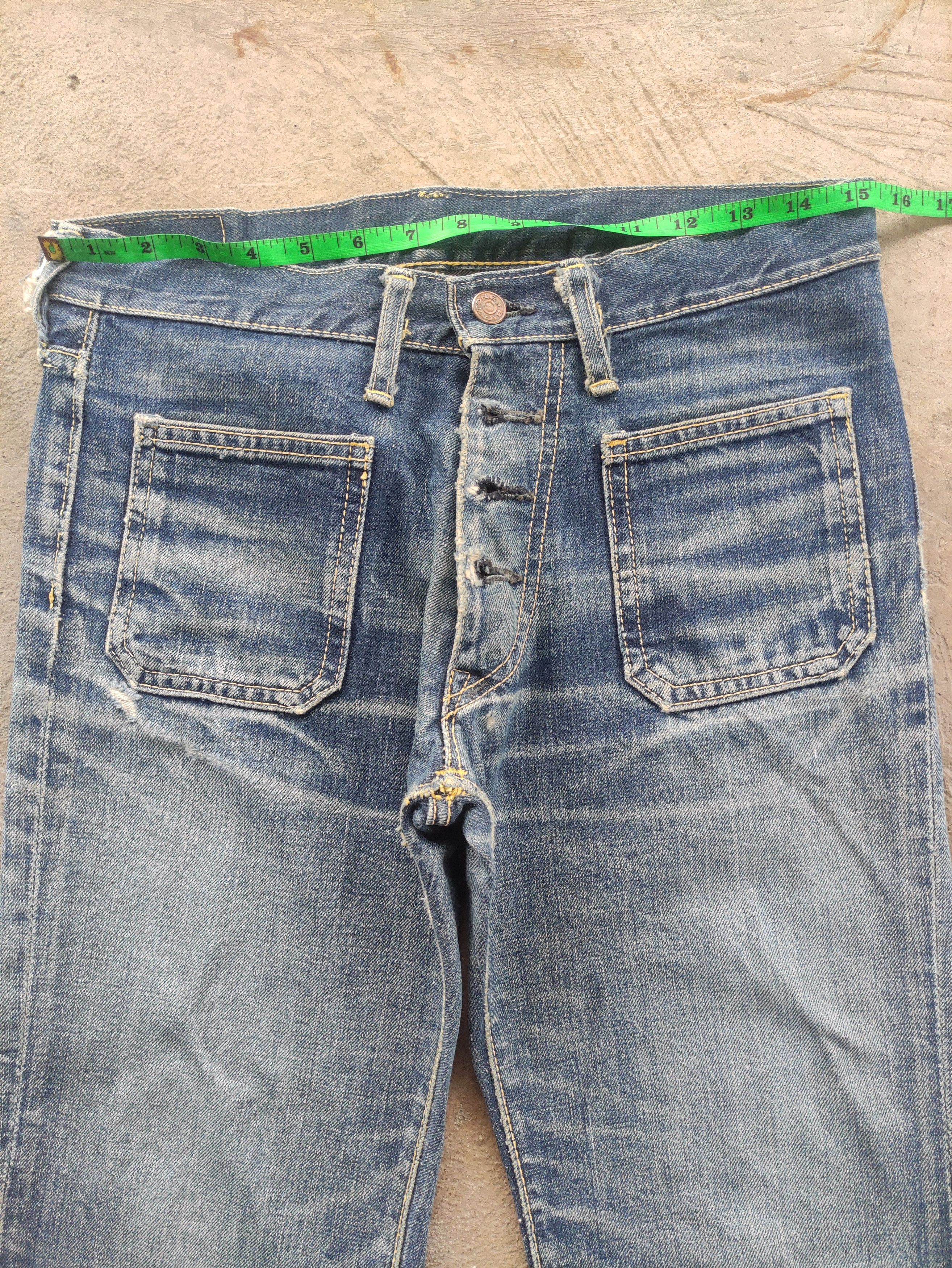 Japanese Brand Vintage Bigstone Flare Button Denim Distressed Faded Denim Size US 31 - 5 Thumbnail