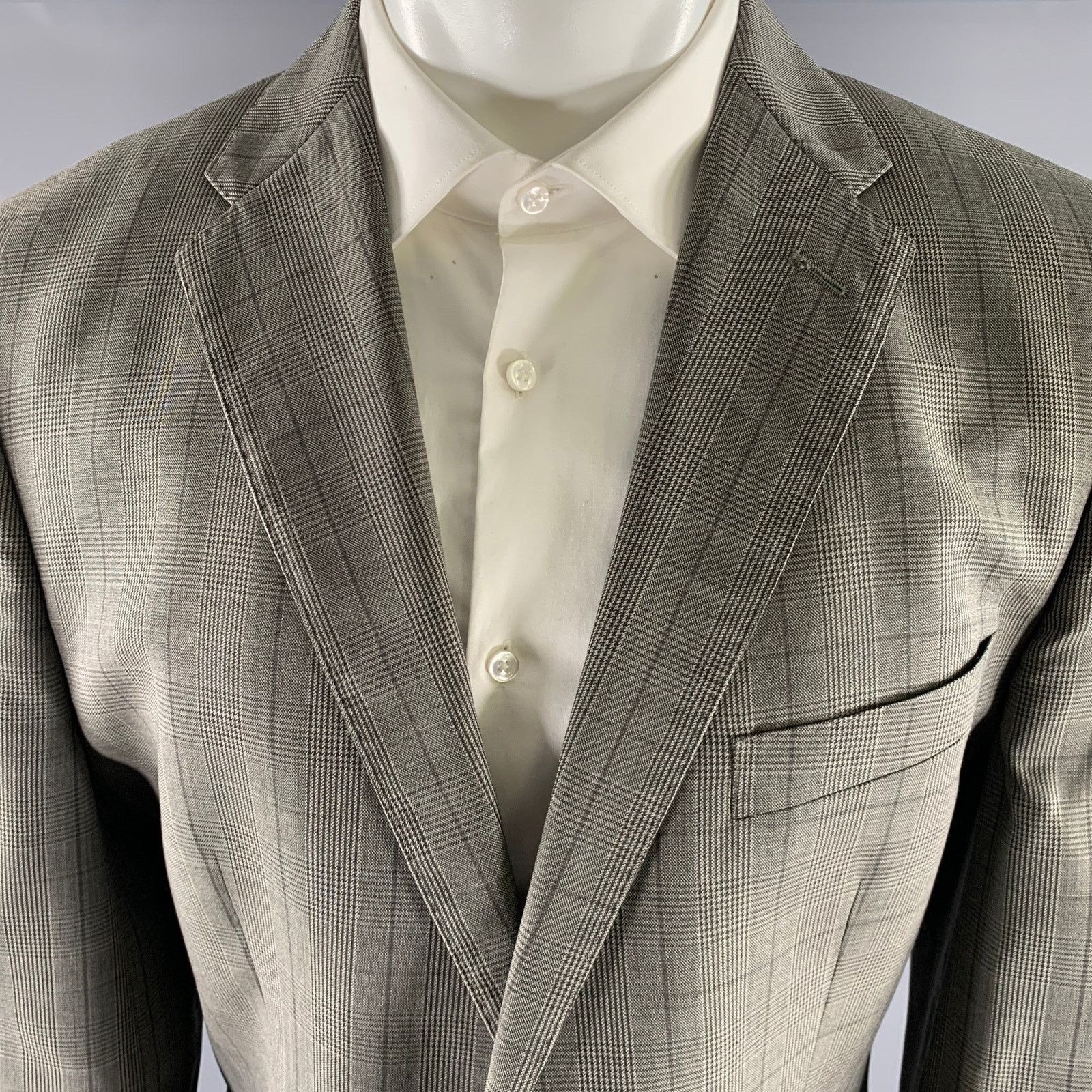 Ermenegildo Zegna ERMENEGILDO ZEGNA Size 42 Grey Glenn Plaid Wool Blend Suit Size 42L - 2 Thumbnail