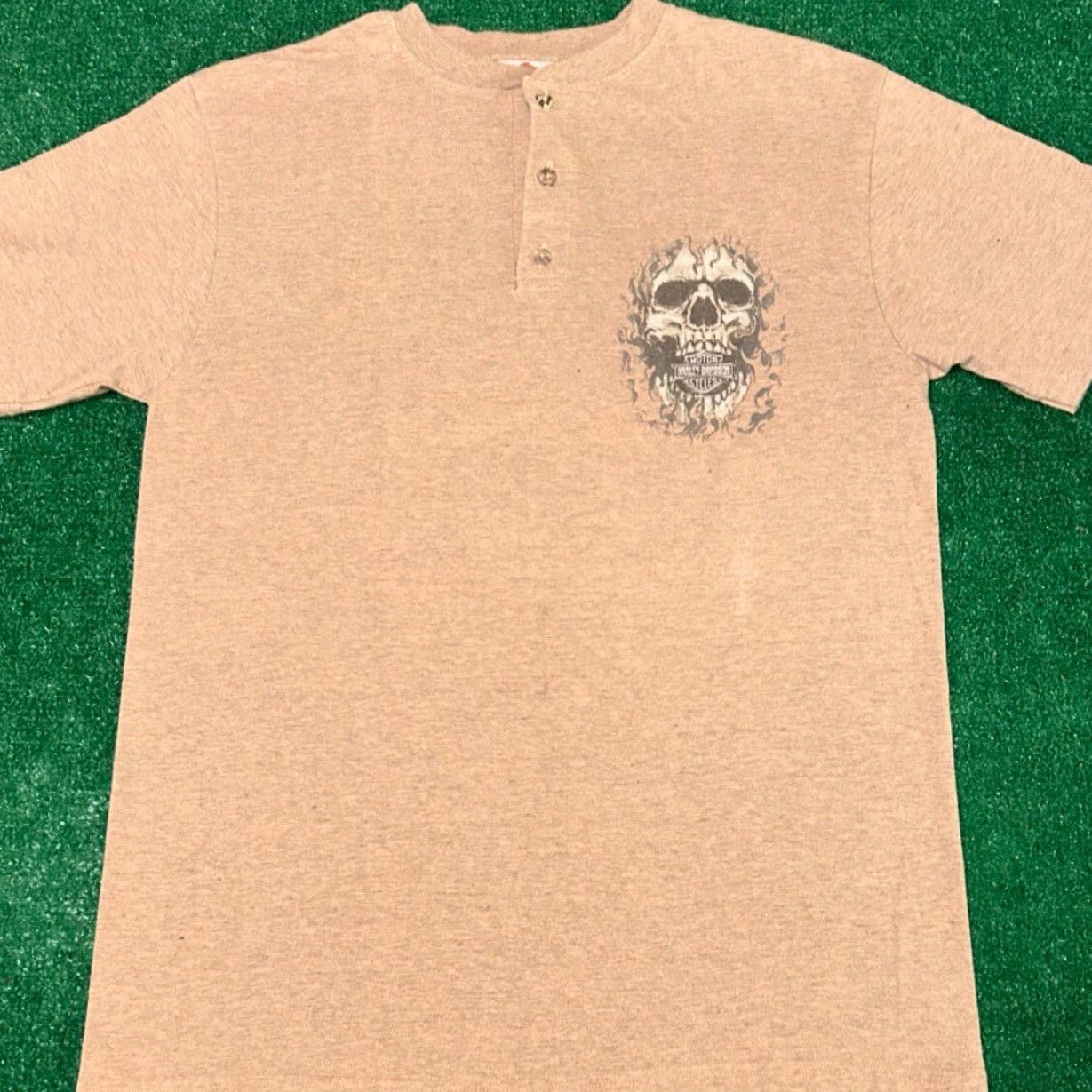 Harley Davidson VINTAGE Harley-Davidson Shirt Mens L Brown 90s Y2K Biker Skull Flames Daytona VTG Size US L / EU 52-54 / 3 - 4 Thumbnail