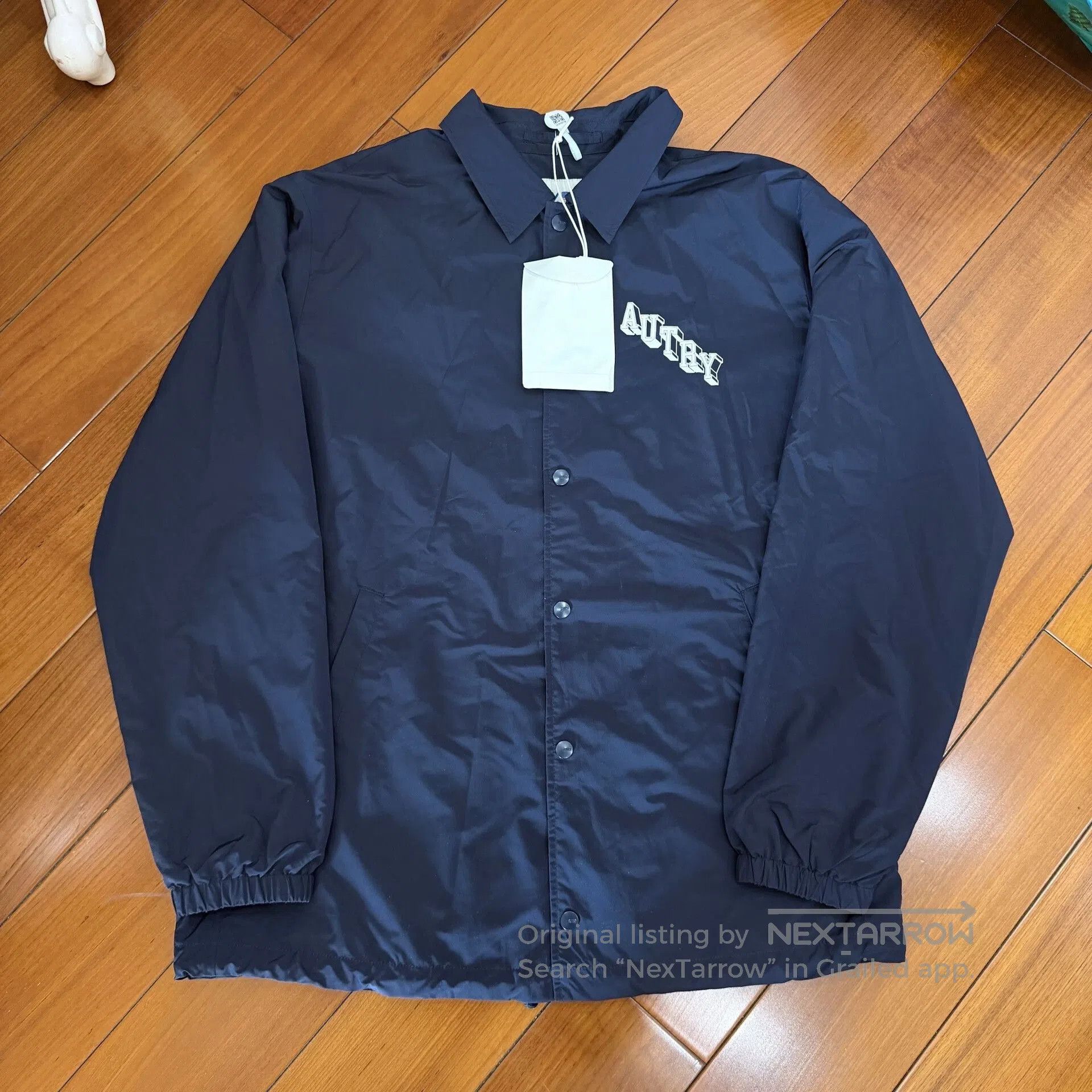 Autry Dark Blue Nylon Coach Jacket.