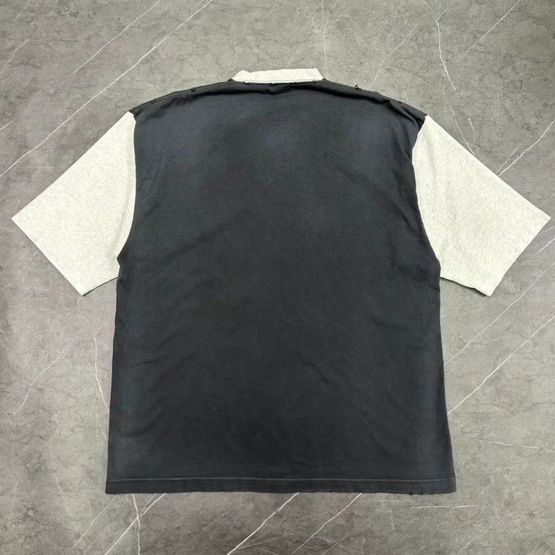 Balenciaga Balenciaga Grey and White Patchwork Faded Double Ring Shor Size US S / EU 44-46 / 1 - 2 Thumbnail