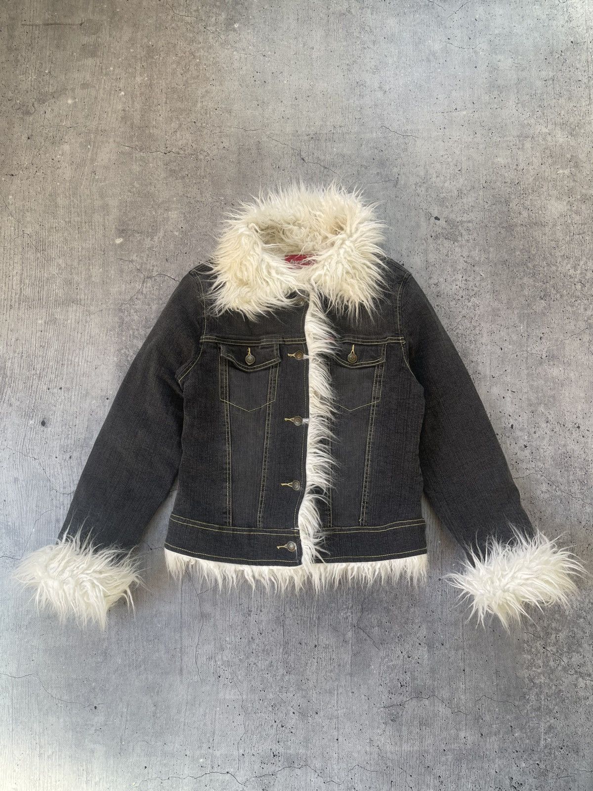 Other Crazy Japan Style🤩 Jeans Suede Fur Faux Jacket Size S / US 4 / IT 40 - 1 Thumbnail