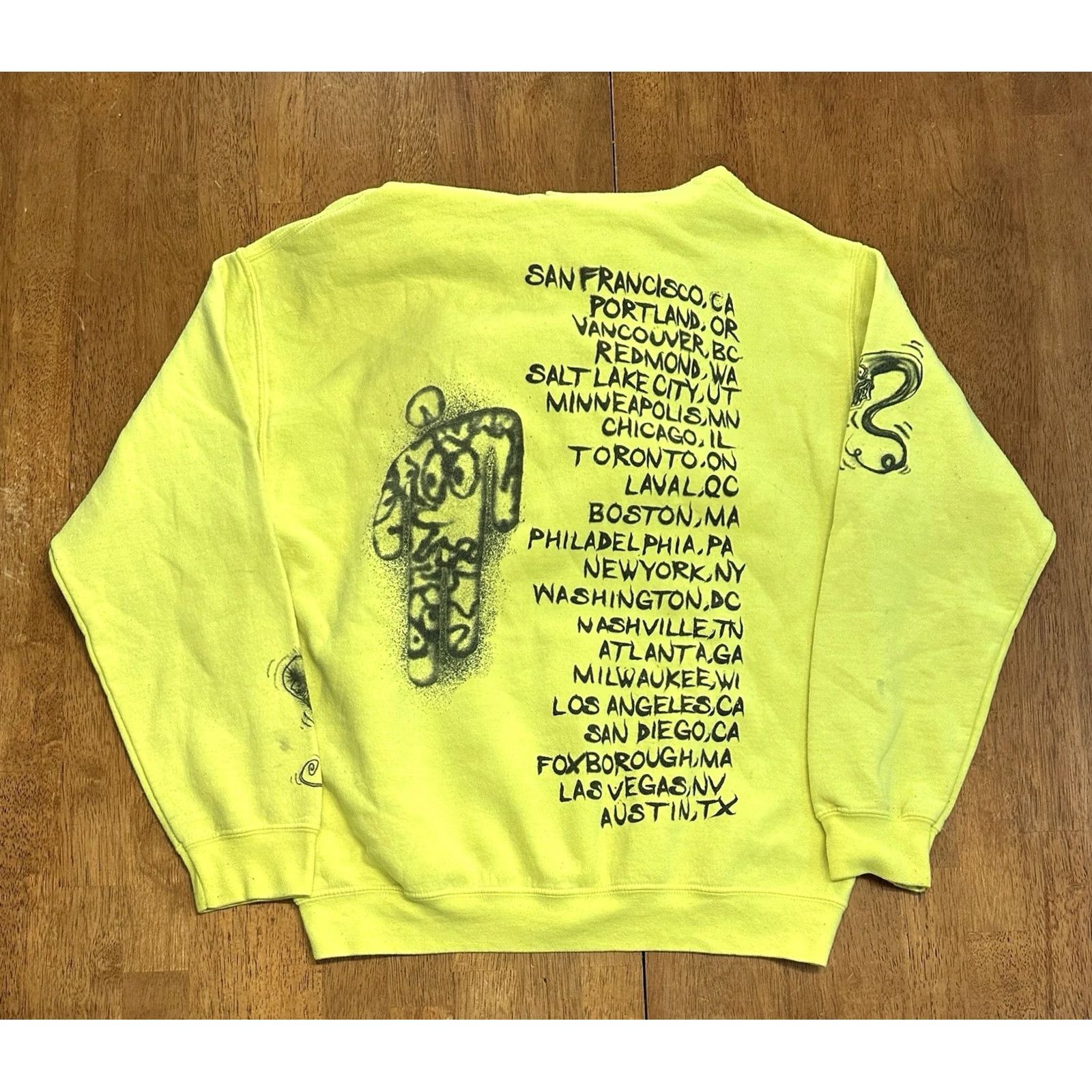 Vintage Billie Eilish Shirt Mens M Yellow World Tour Hoodie Sweatshirt Concert Graffiti Air Brush Size US M / EU 48-50 / 2 - 3 Thumbnail