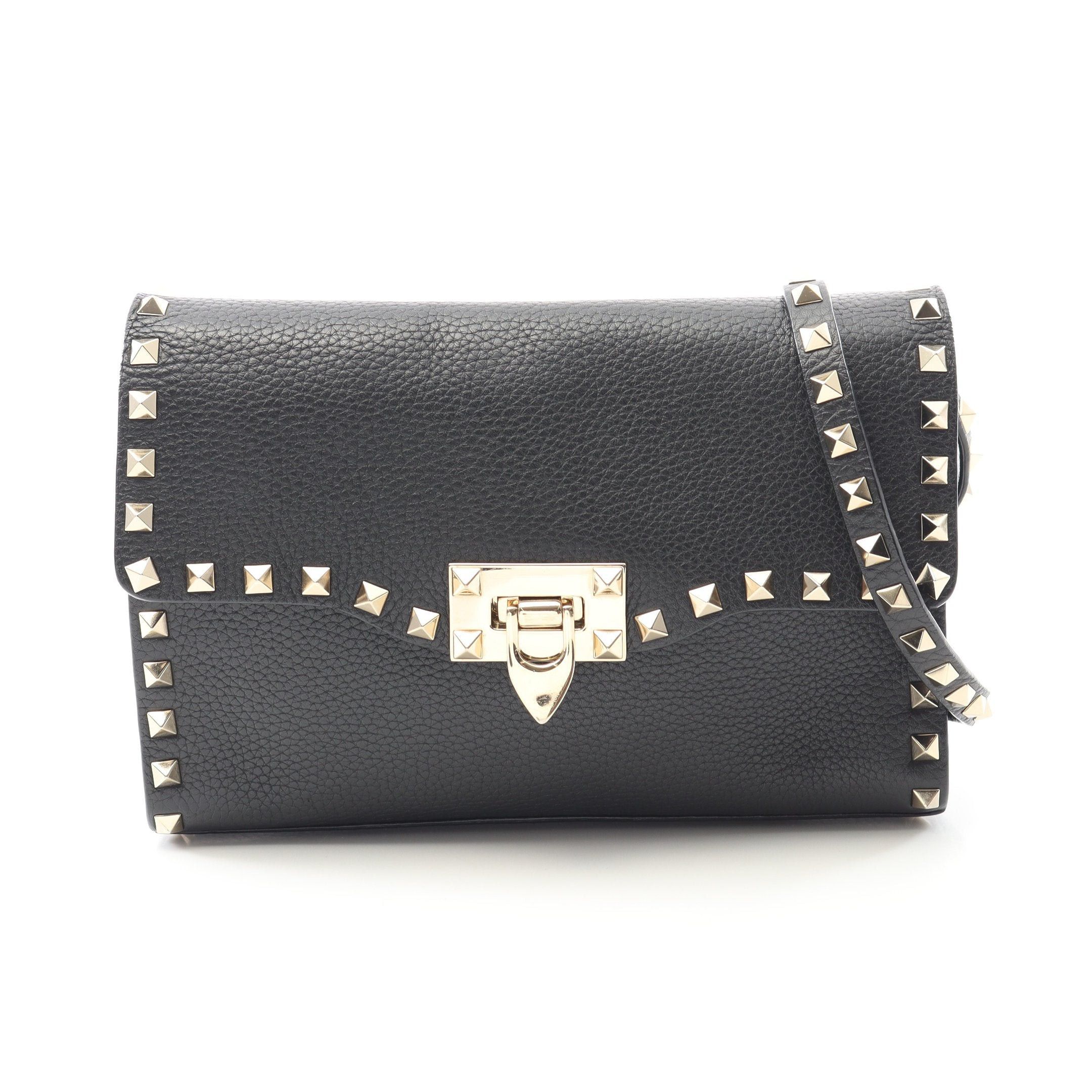 Valentino Valentino Rockstud Shoulder Bag Leather Black Size ONE SIZE - 1 Thumbnail
