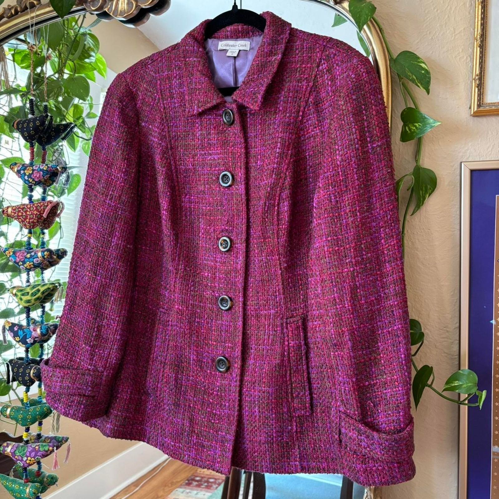 Coldwater Creek Coldwater Creek Purple Green Tweed Peacoat 18 Preppy Grandma Size XXL / US 16-18 / IT 52-54 - 3 Thumbnail